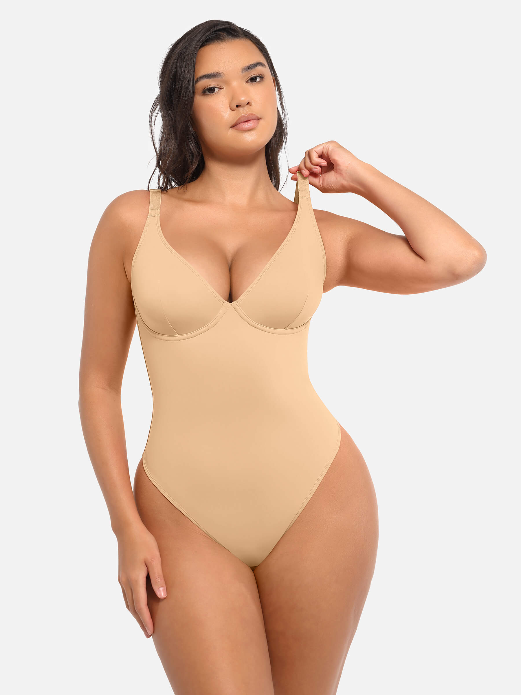 Shapevive Deep V Neck Tummy Control Shapewear Bodysuit