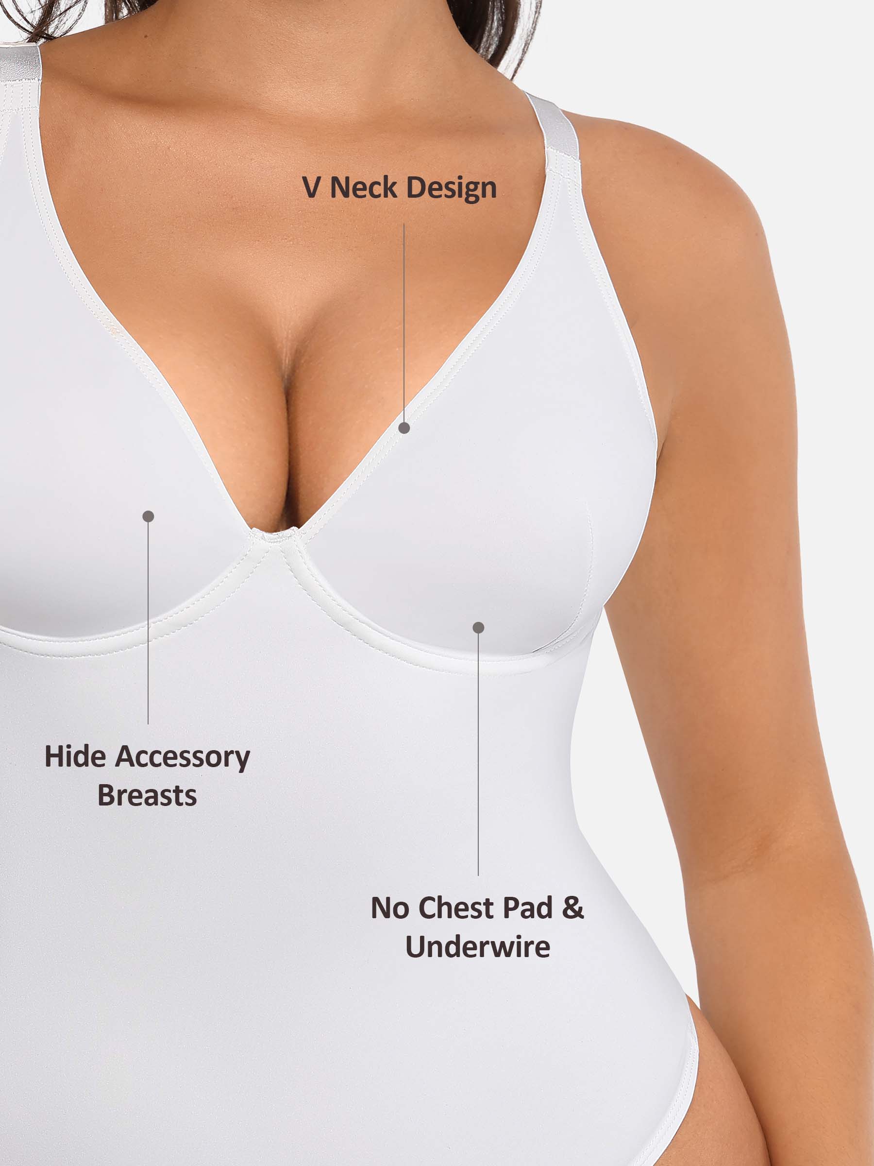 Shapevive Deep V Neck Tummy Control Shapewear Bodysuit