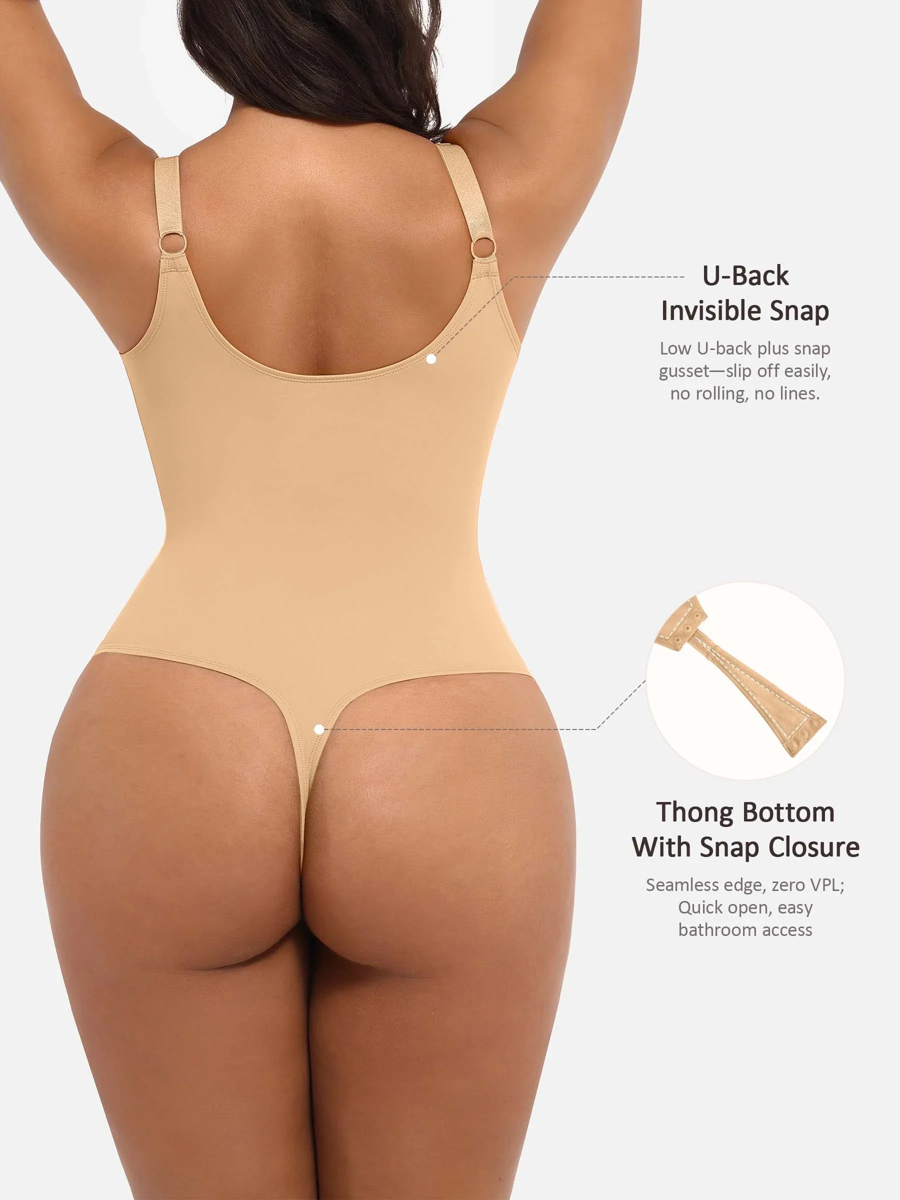Shapevive Deep V Neck Tummy Control Shapewear Bodysuit