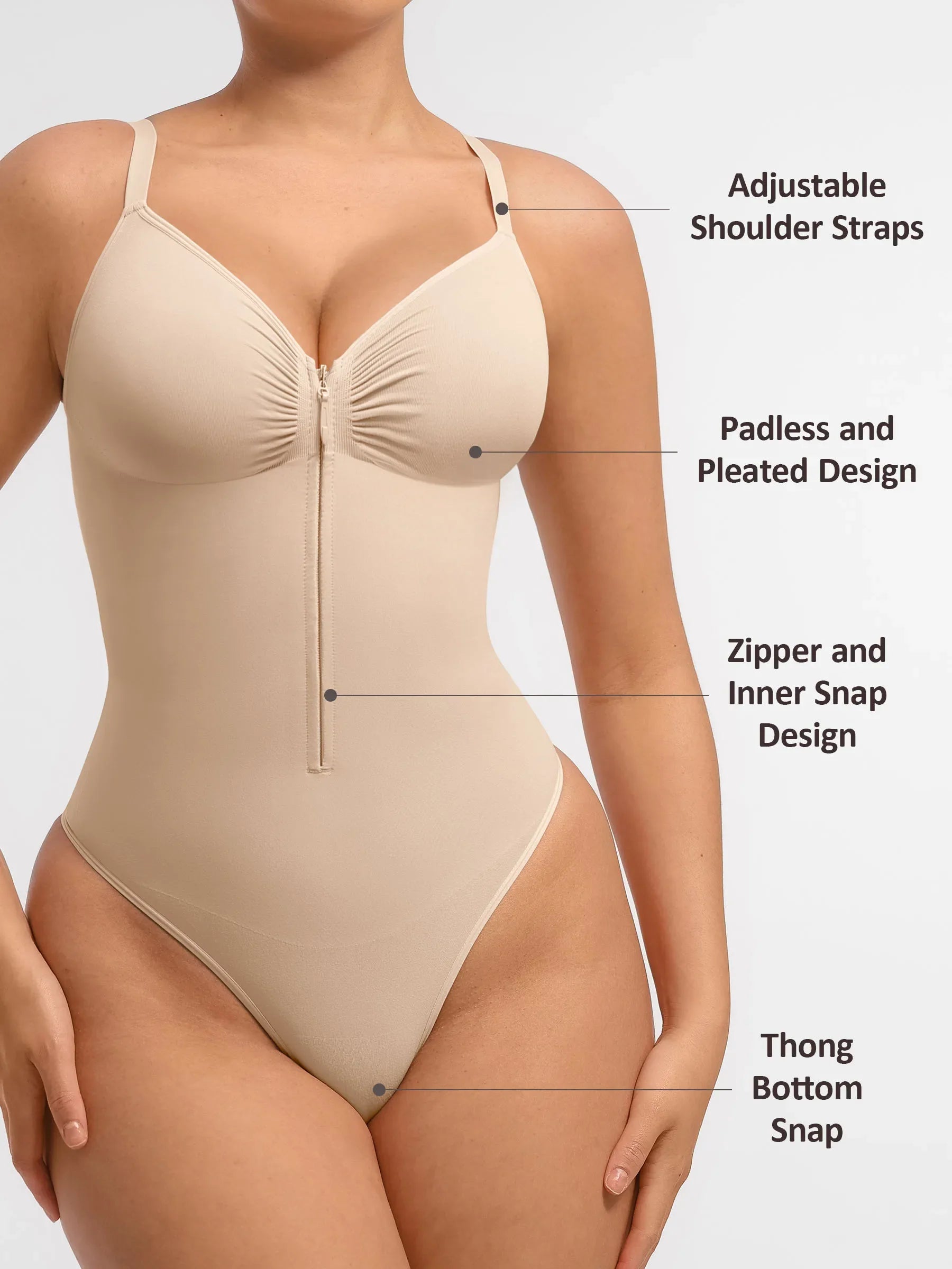 Shapevive Tummy Control Seamless Zipper Shaping Bodysuit