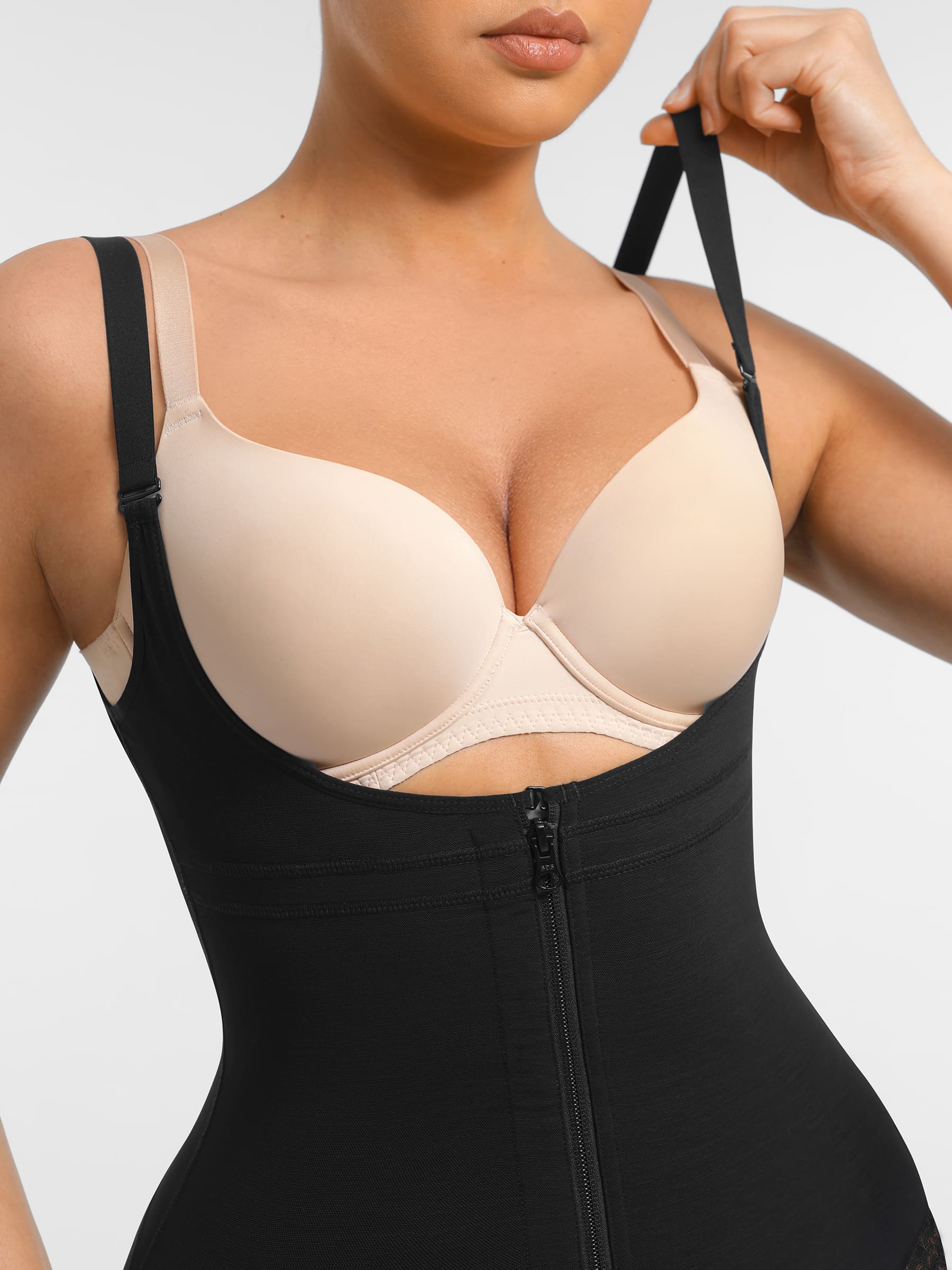 Shapevive U-Plunge Front Adjustable Zipper Shapewear