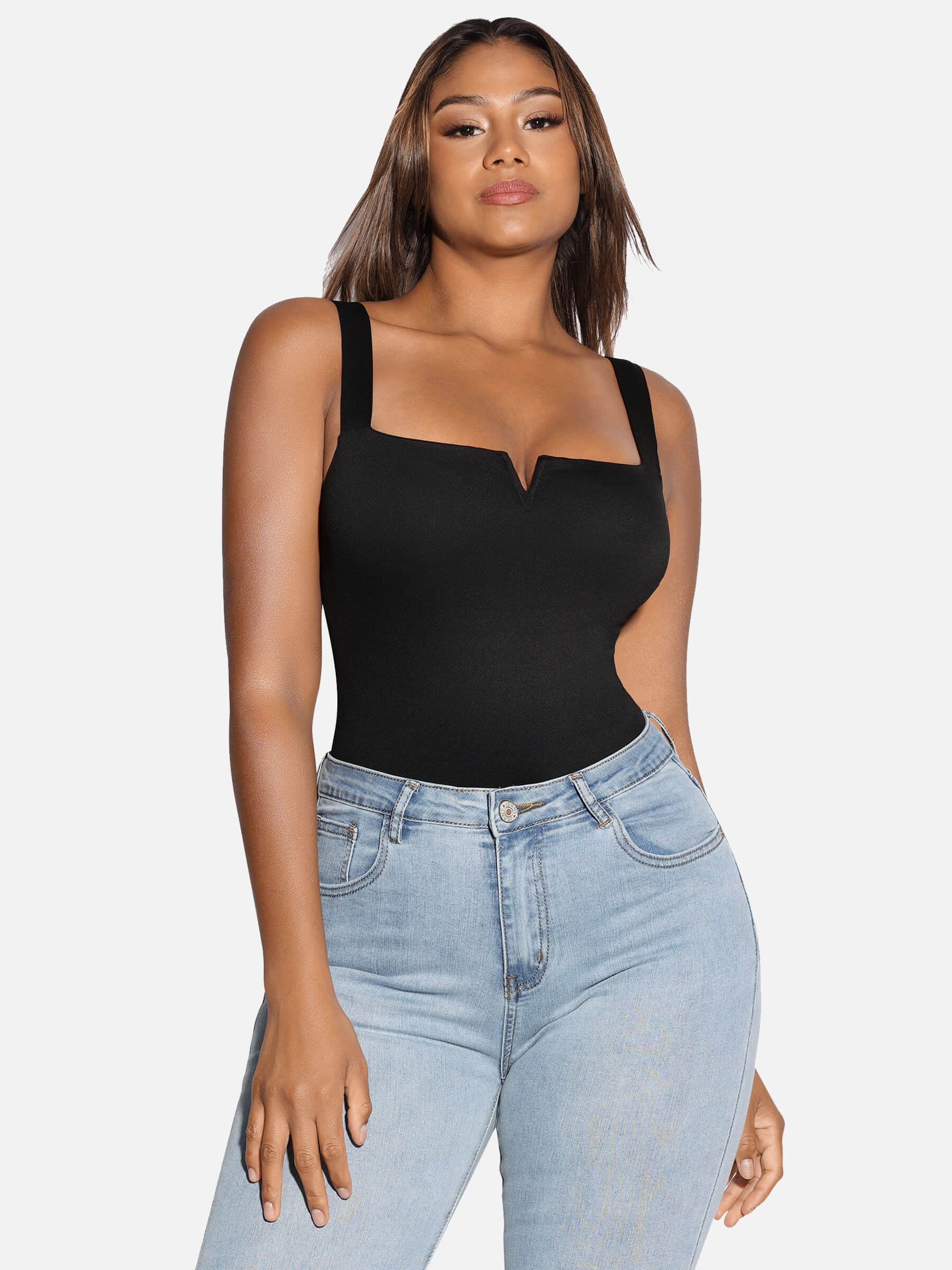 Shapevive Square Collar Elastic Outerwear Shape Bodysuit