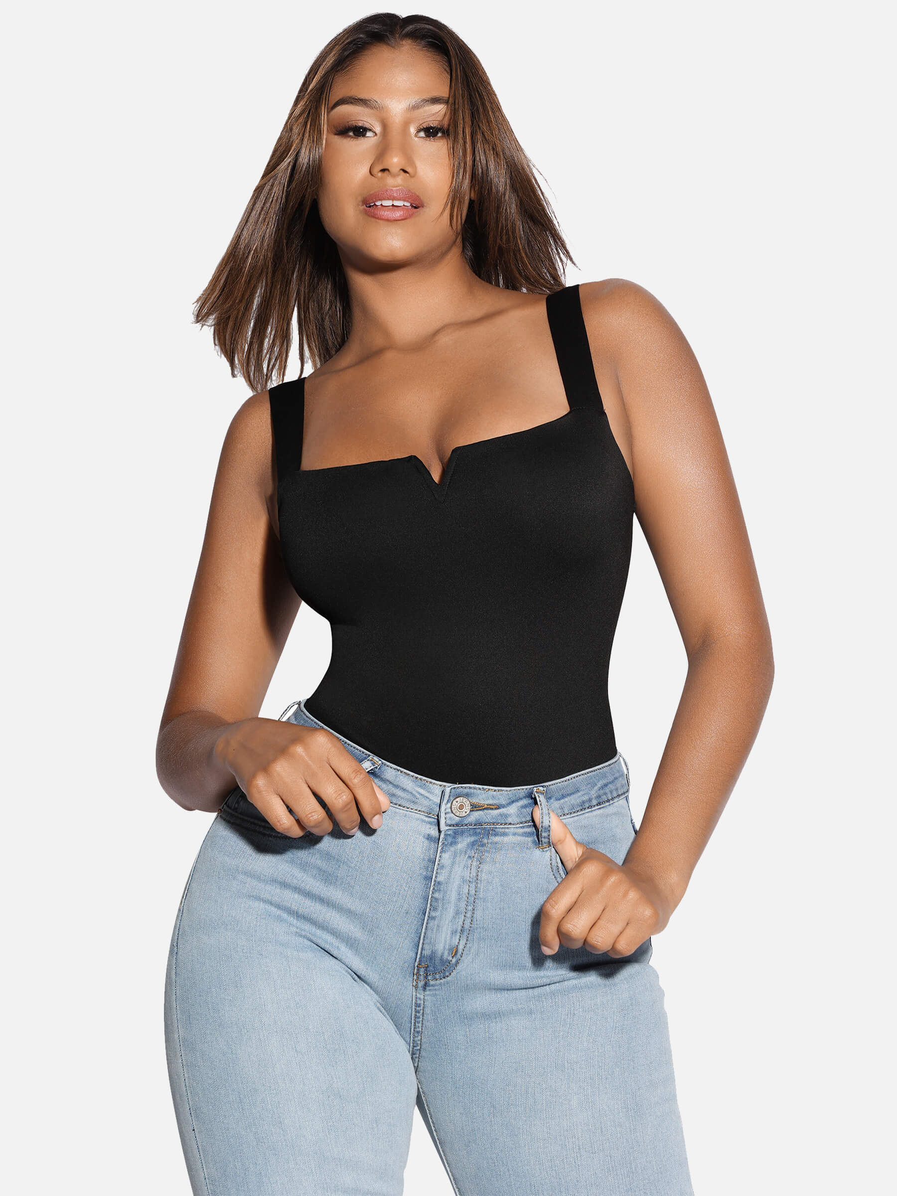 Shapevive Square Collar Elastic Outerwear Shape Bodysuit