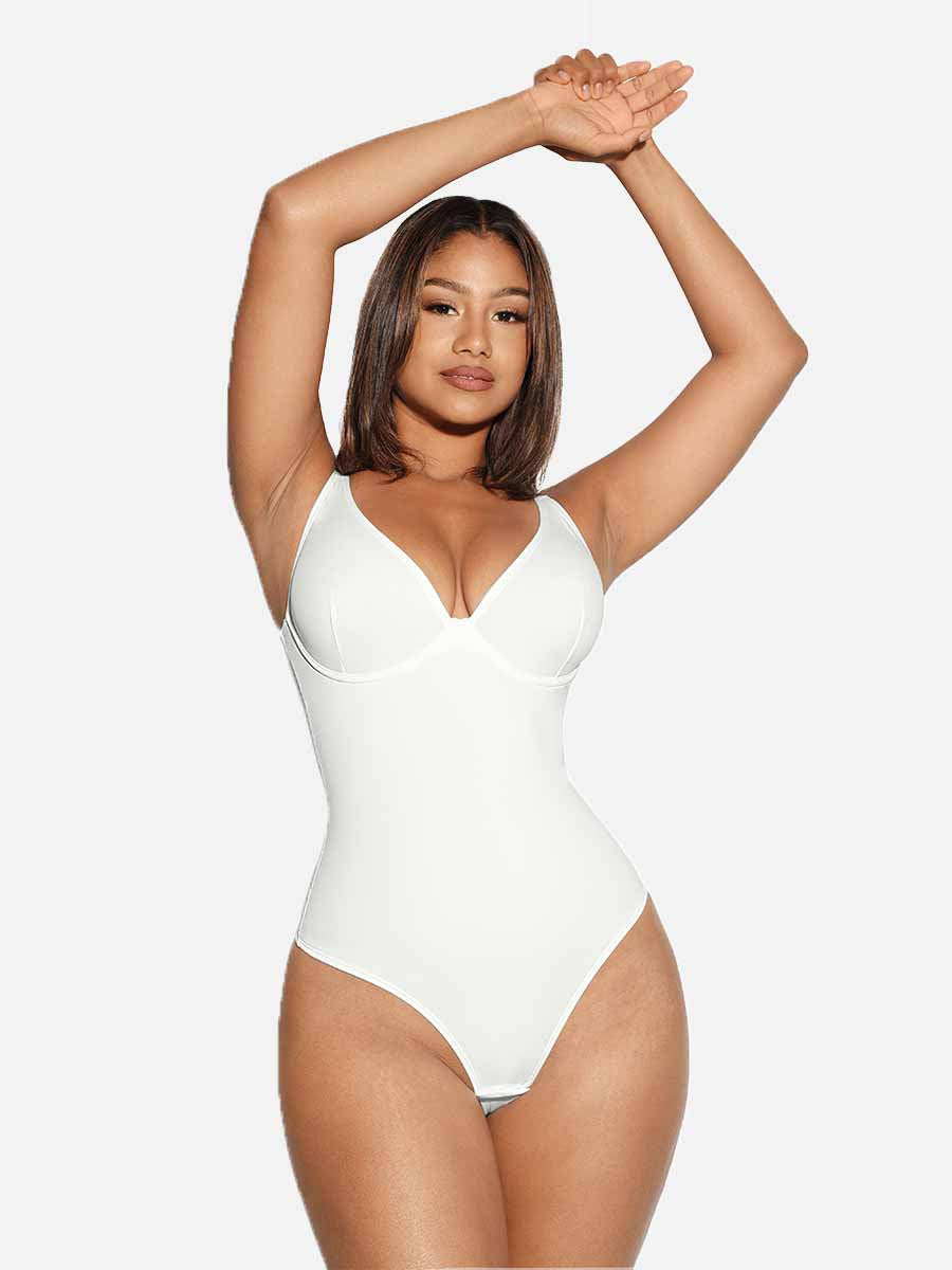 Shapevive V Neck Tummy Control Thong Shapewear