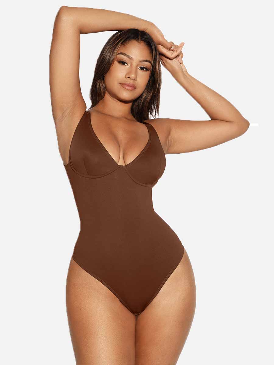 Shapevive V Neck Tummy Control Thong Shapewear