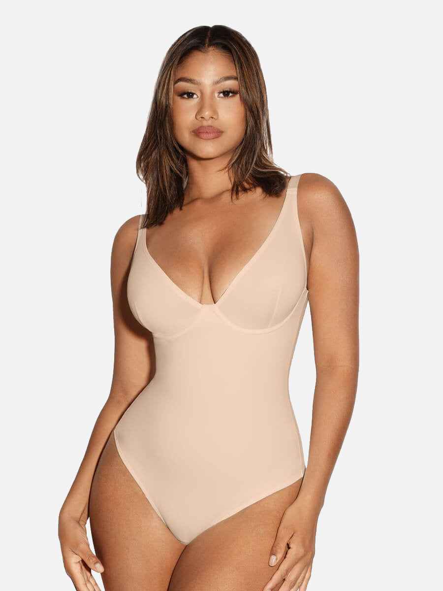 Shapevive V Neck Tummy Control Thong Shapewear