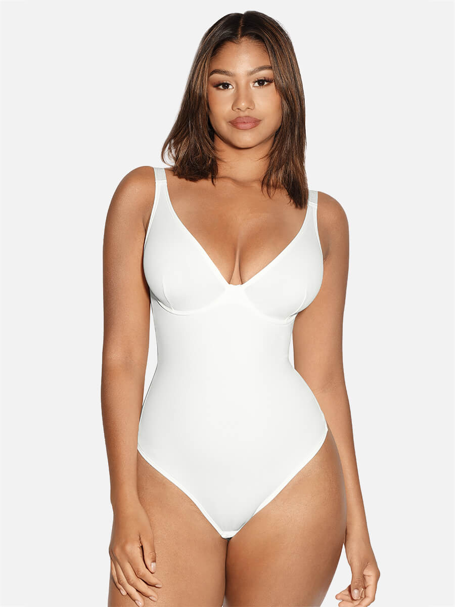 Shapevive V Neck Tummy Control Thong Shapewear