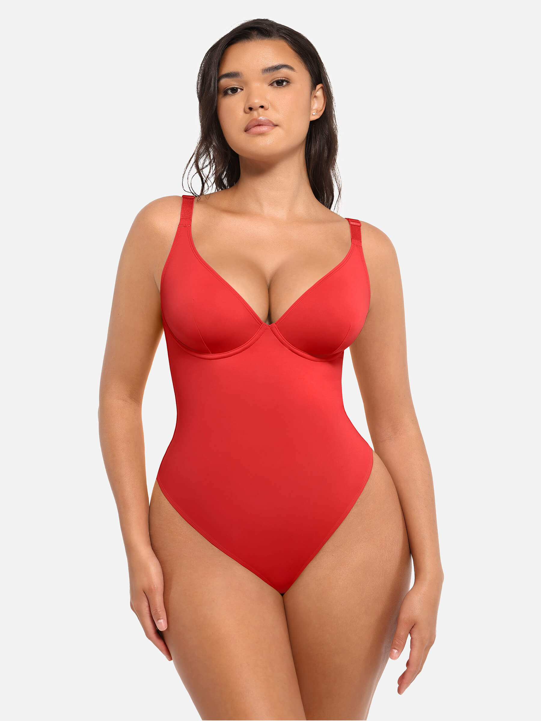 Shapevive Deep V Neck Tummy Control Shapewear Bodysuit