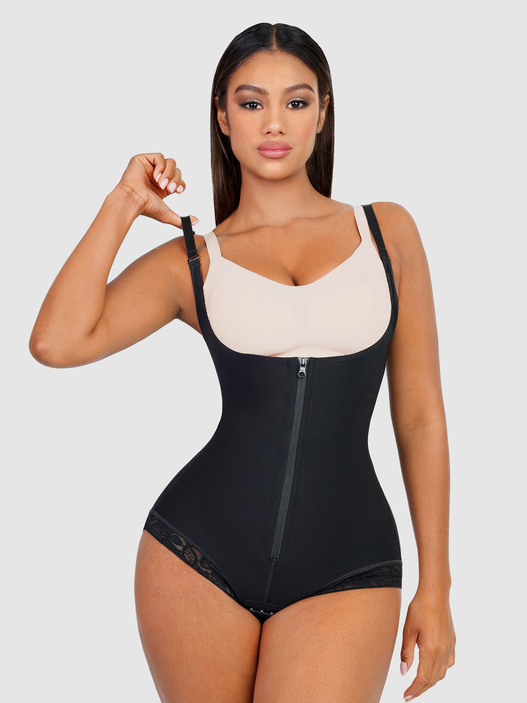 Shapevive Adjustable U-Plunge Front Zipper Shapewear