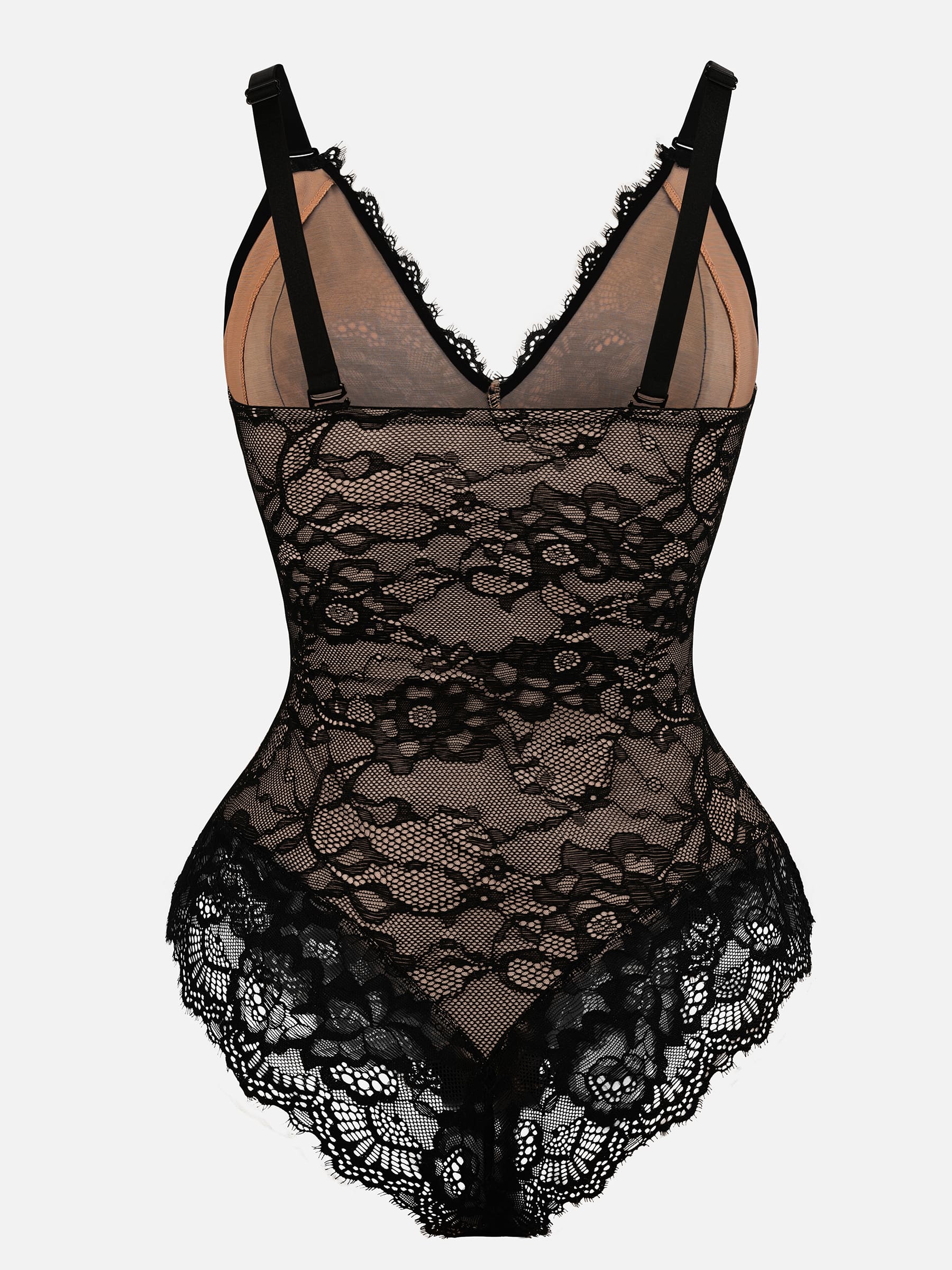Shapevive Lace V Neck Full Thong Bodysuit