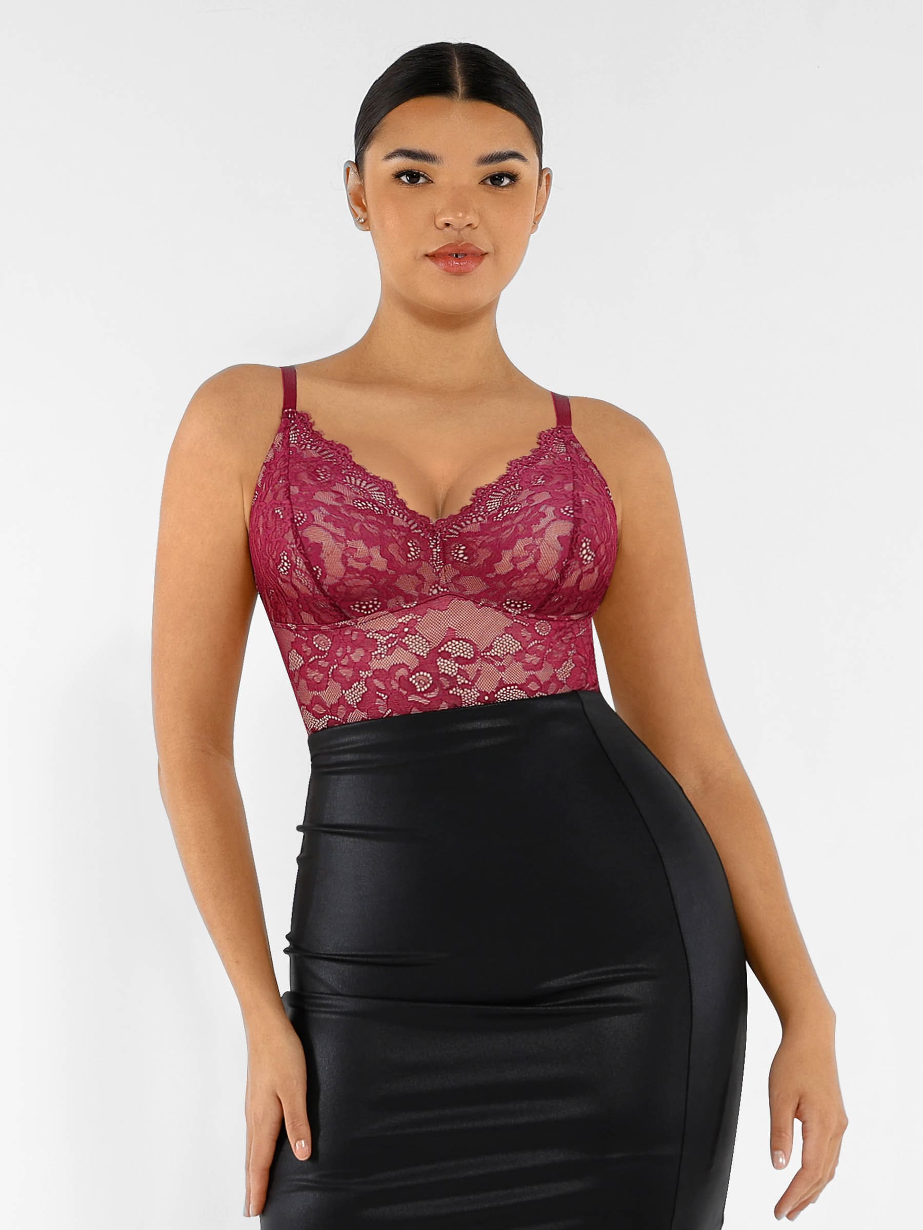 Shapevive Lace V Neck Full Bodysuit Underwear