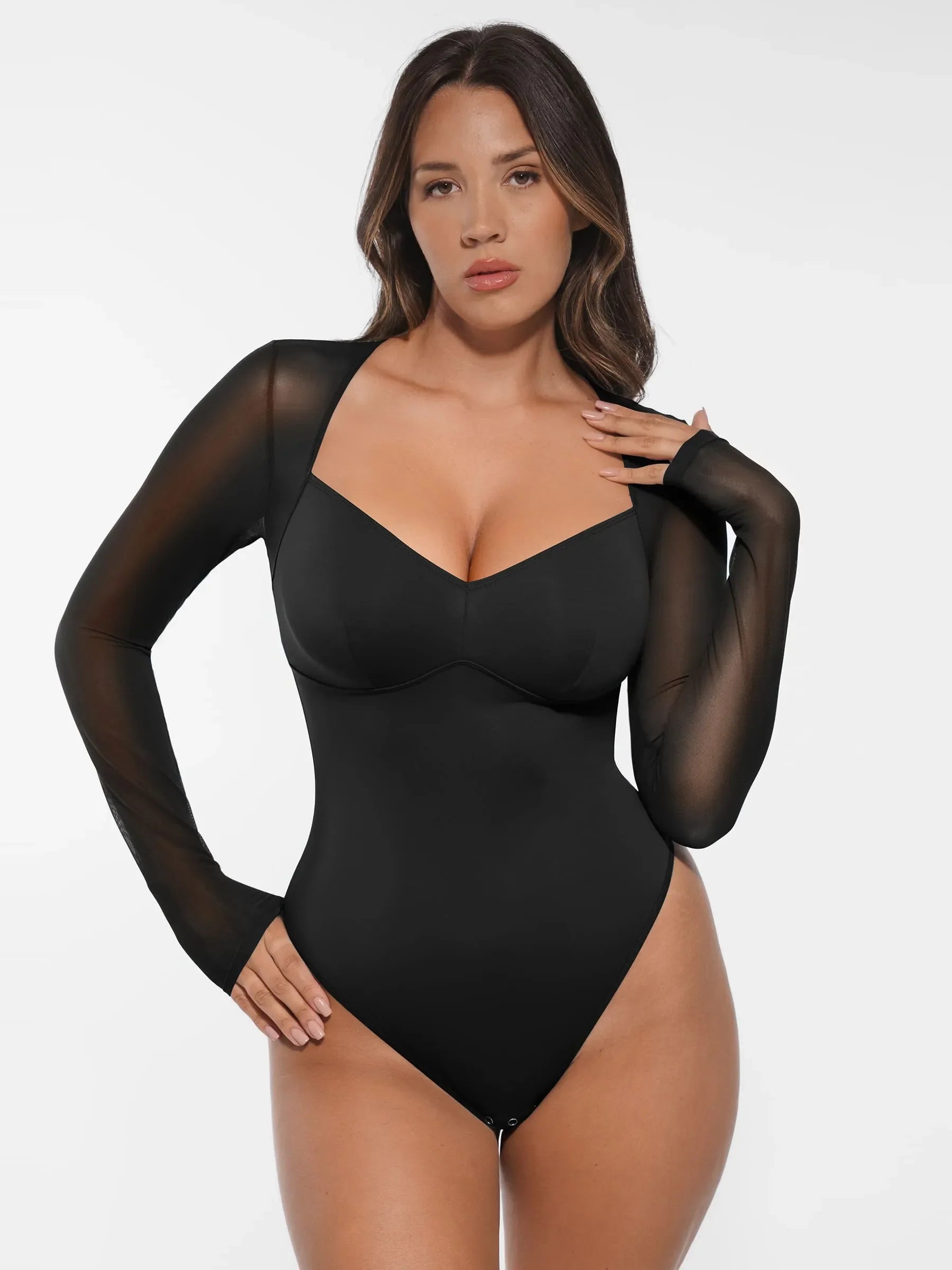 Shapevive Mesh Panel V-Neck Bodysuit