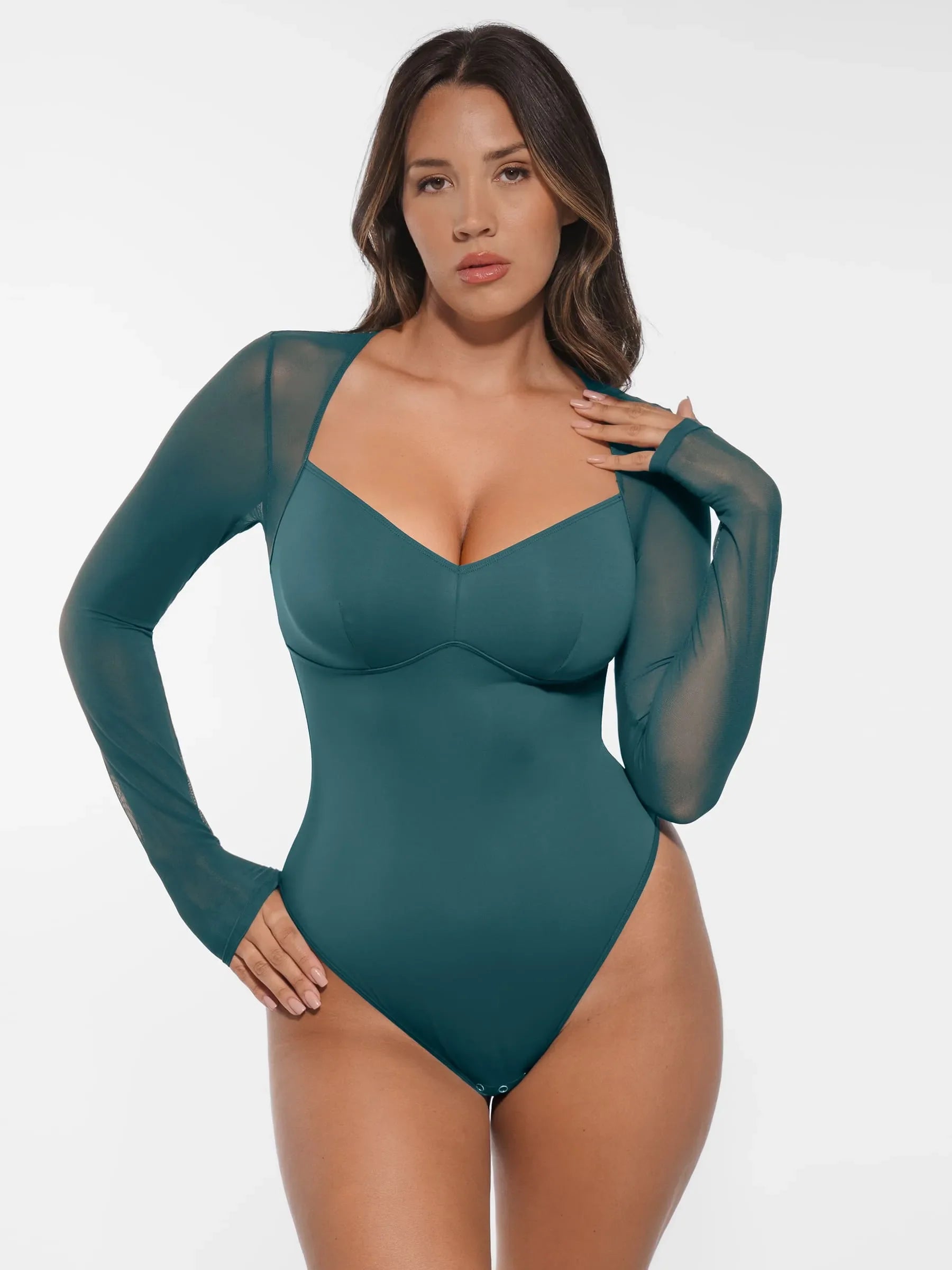 Shapevive Mesh Panel V-Neck Bodysuit
