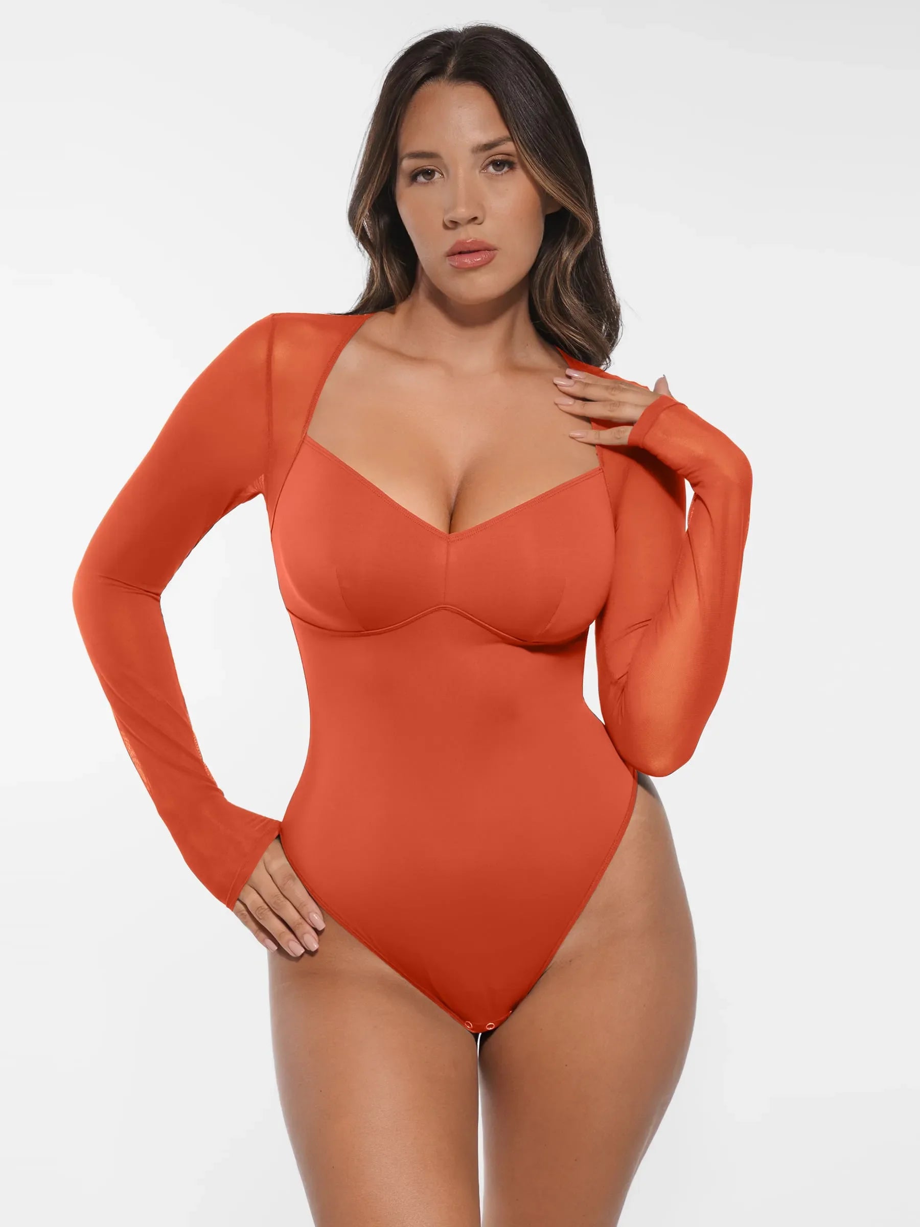 Shapevive Mesh Panel V-Neck Bodysuit