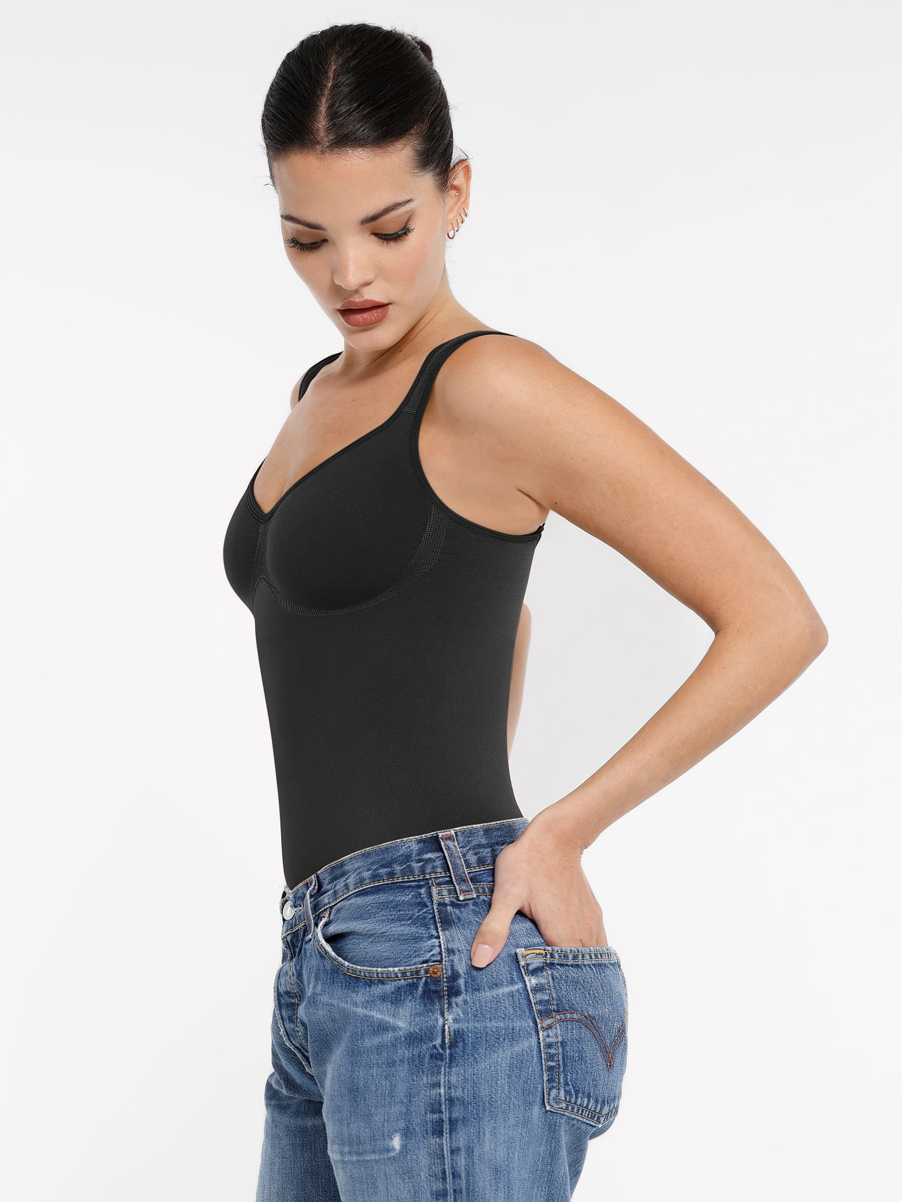 Shapevive Seamless Sculpting Diamond Neck Thong Bodysuit