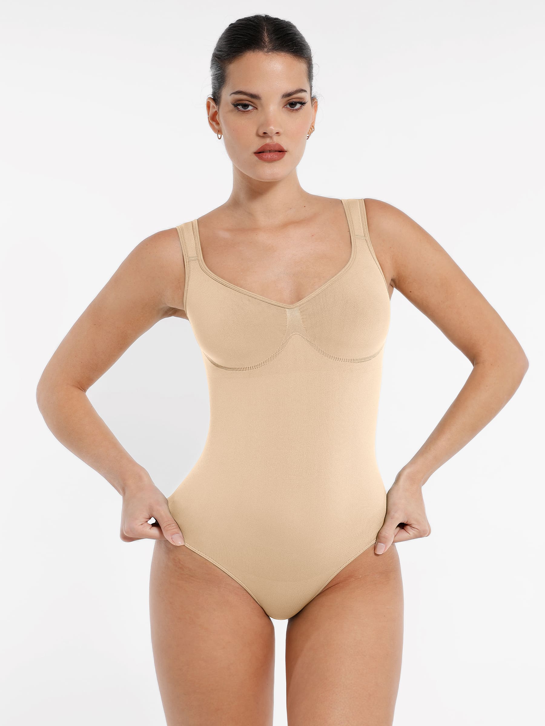 Shapevive Seamless Sculpting Diamond Neck Thong Bodysuit