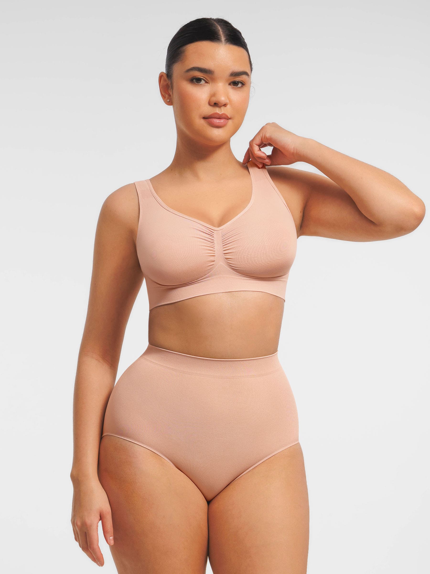 Shapevive Seamless Wide Straps Bra  & Seamless Tummy Control Brief Set