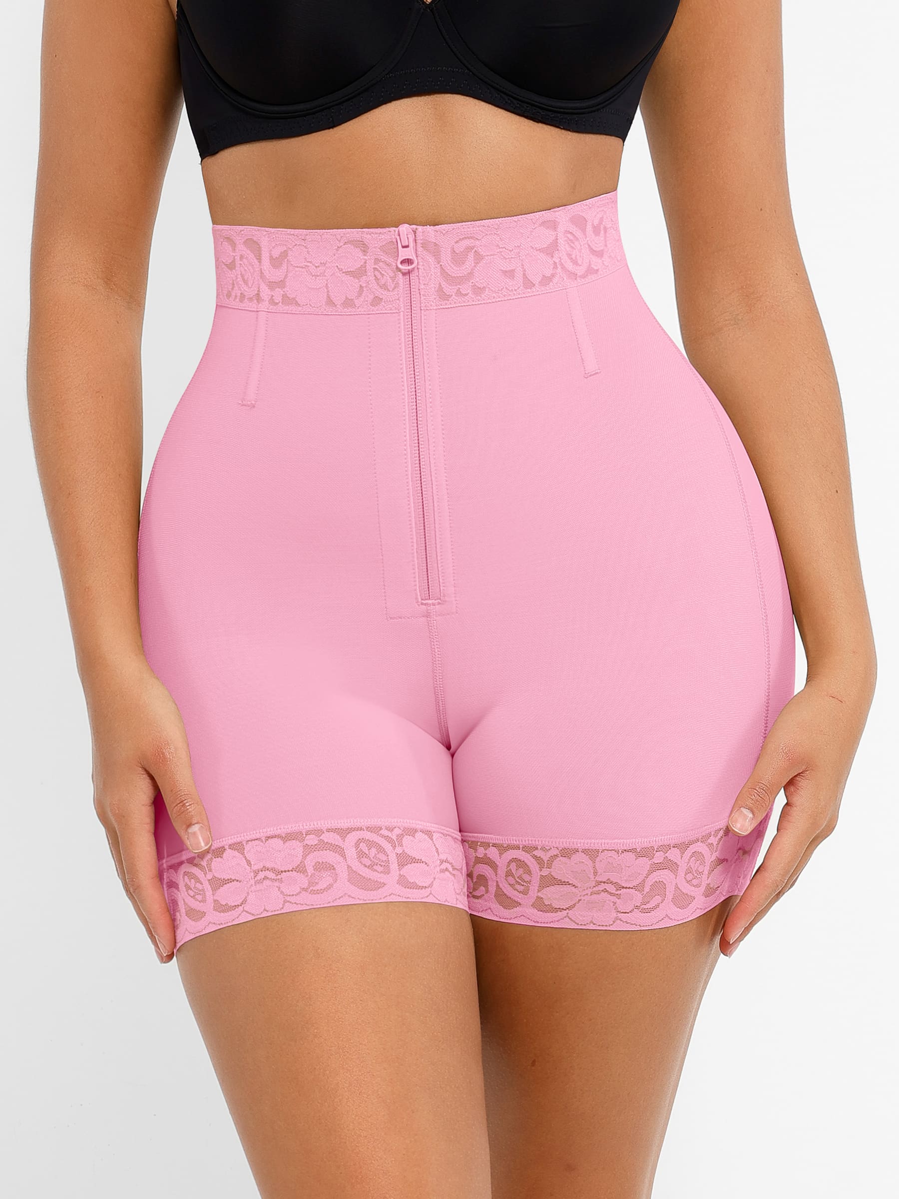 Shapevive Tummy Control Shaping Shorts Butt Lifter with Clasps and Zipper