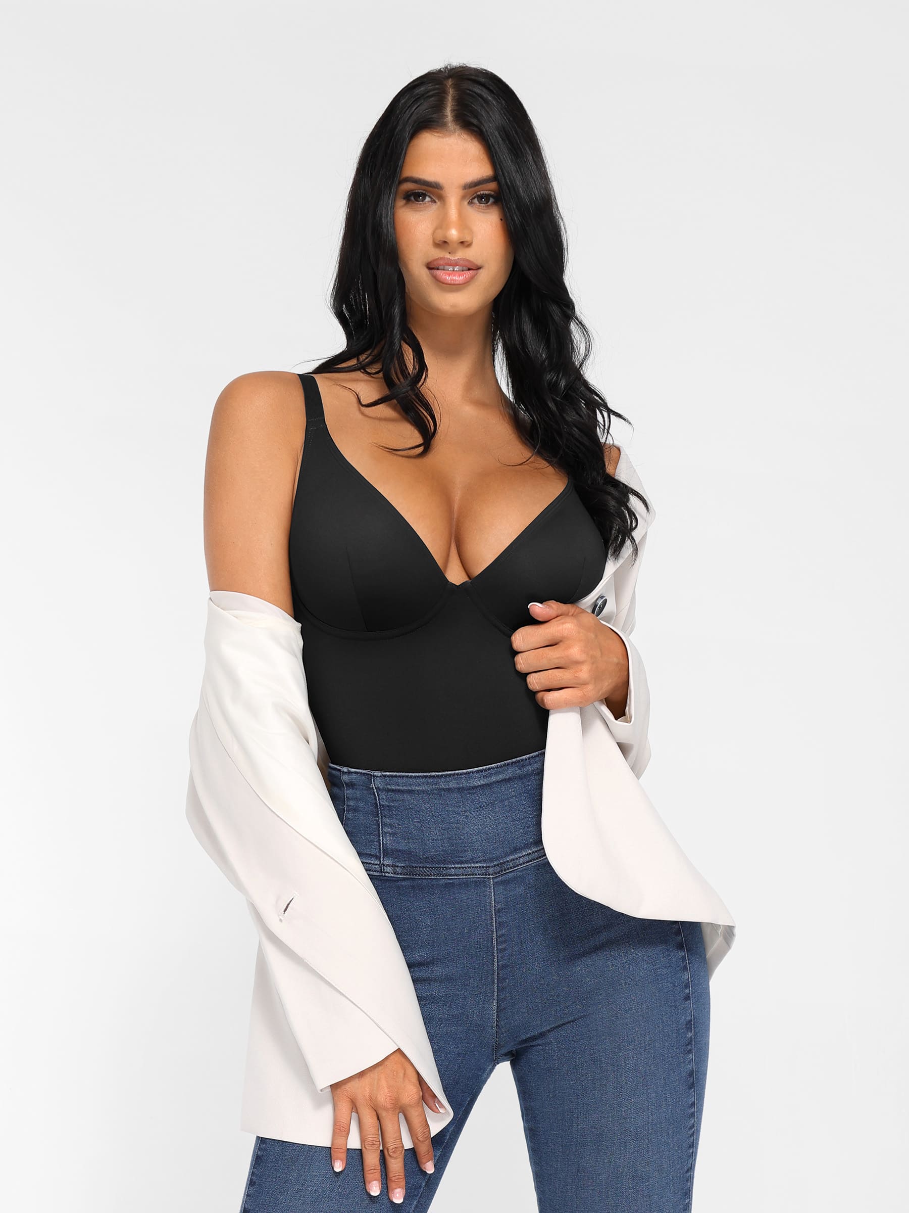 Shapevive V Neck Adjustable Straps Tummy Control  Bodysuit