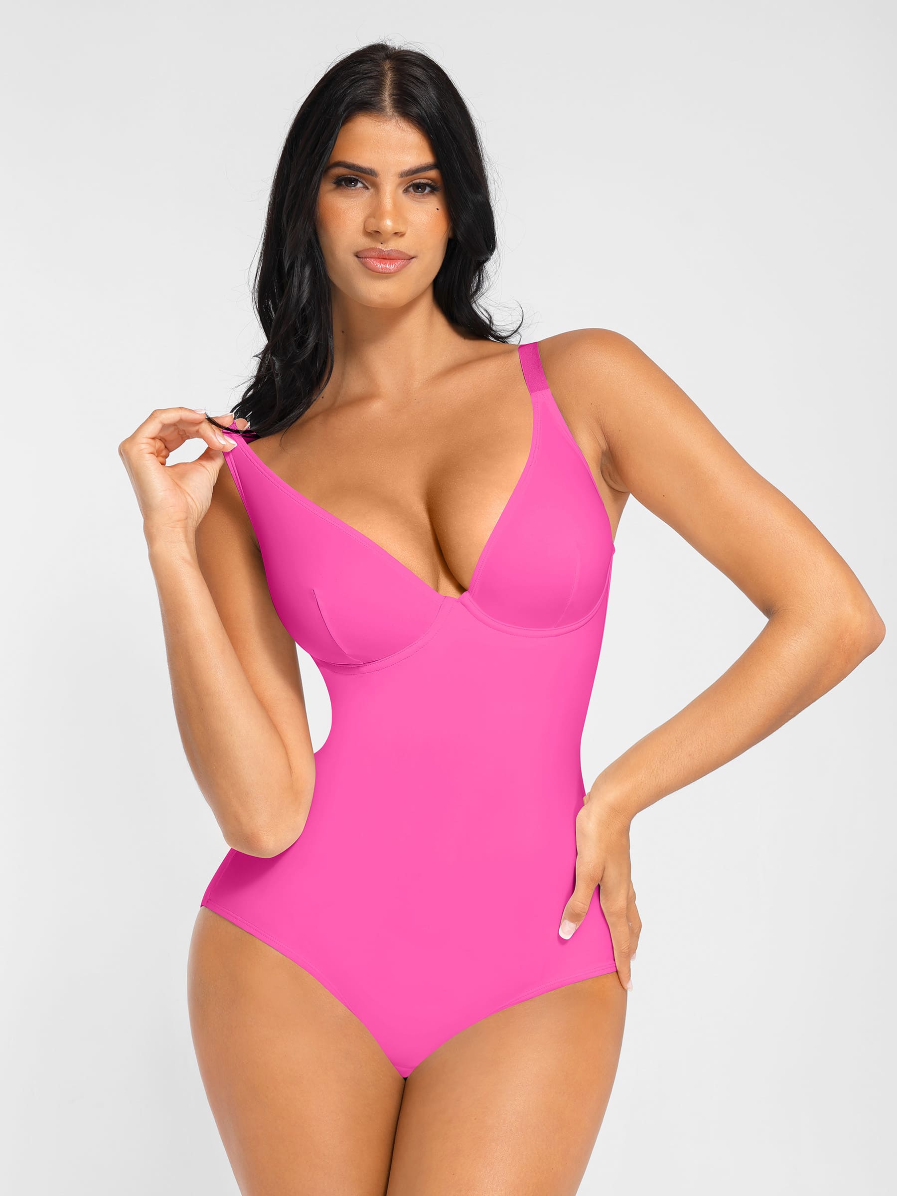 Shapevive V Neck Adjustable Straps Tummy Control  Bodysuit