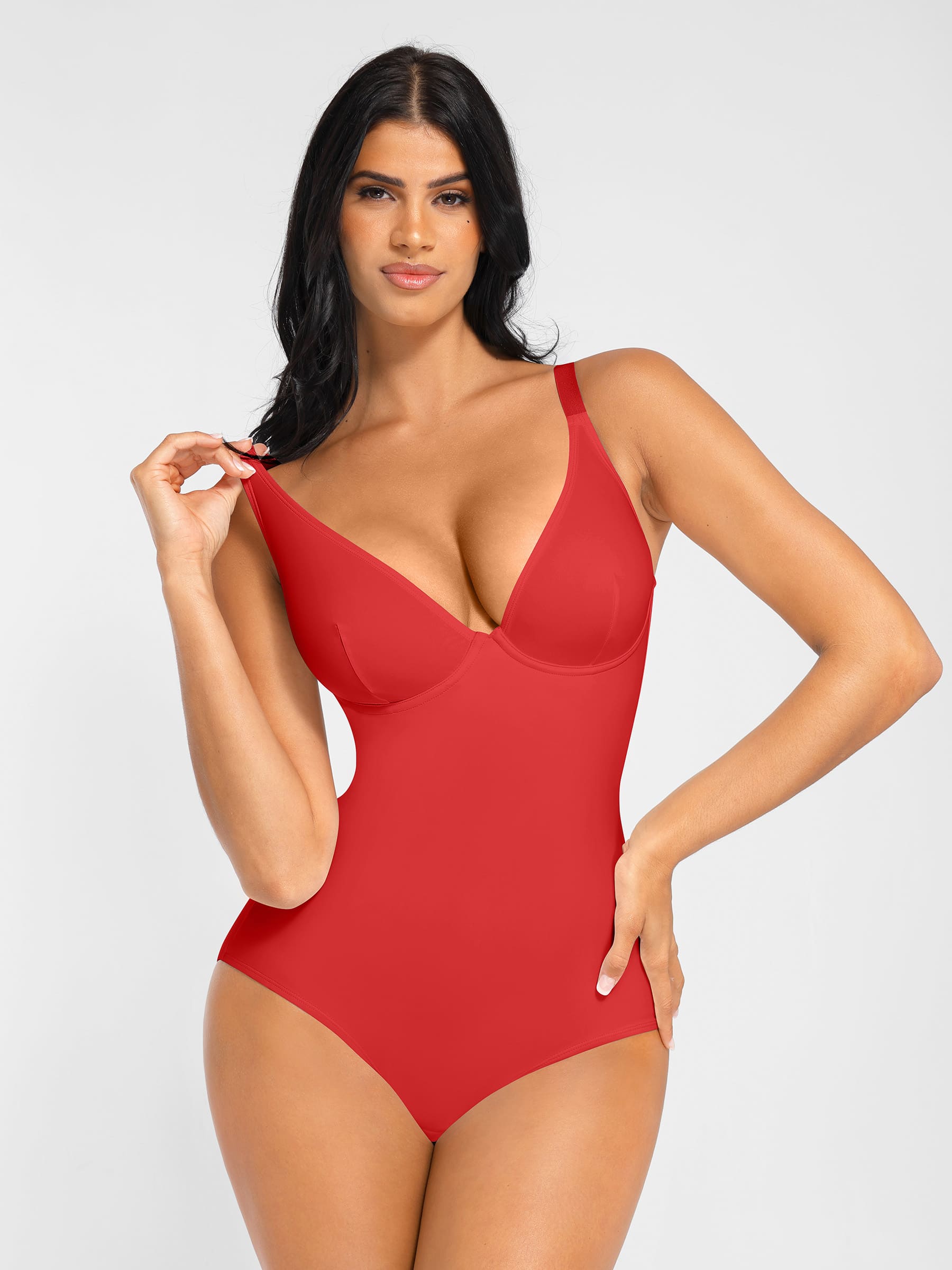 Shapevive V Neck Adjustable Straps Tummy Control  Bodysuit