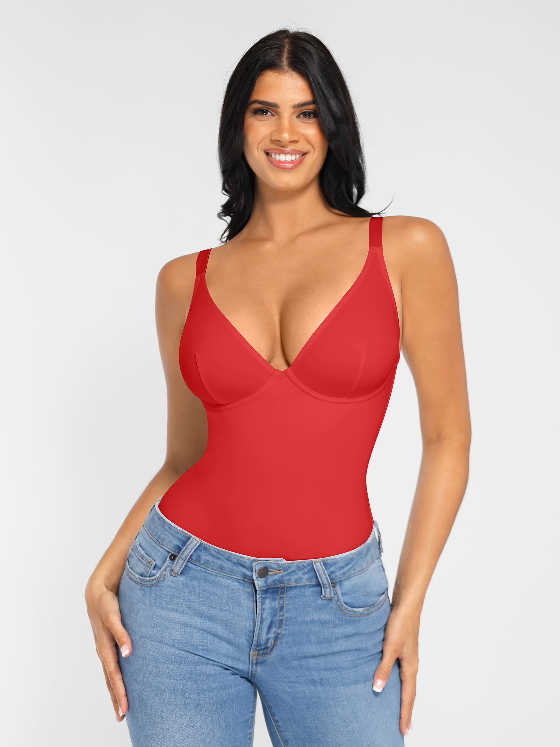 Shapevive V Neck Adjustable Straps Tummy Control  Bodysuit