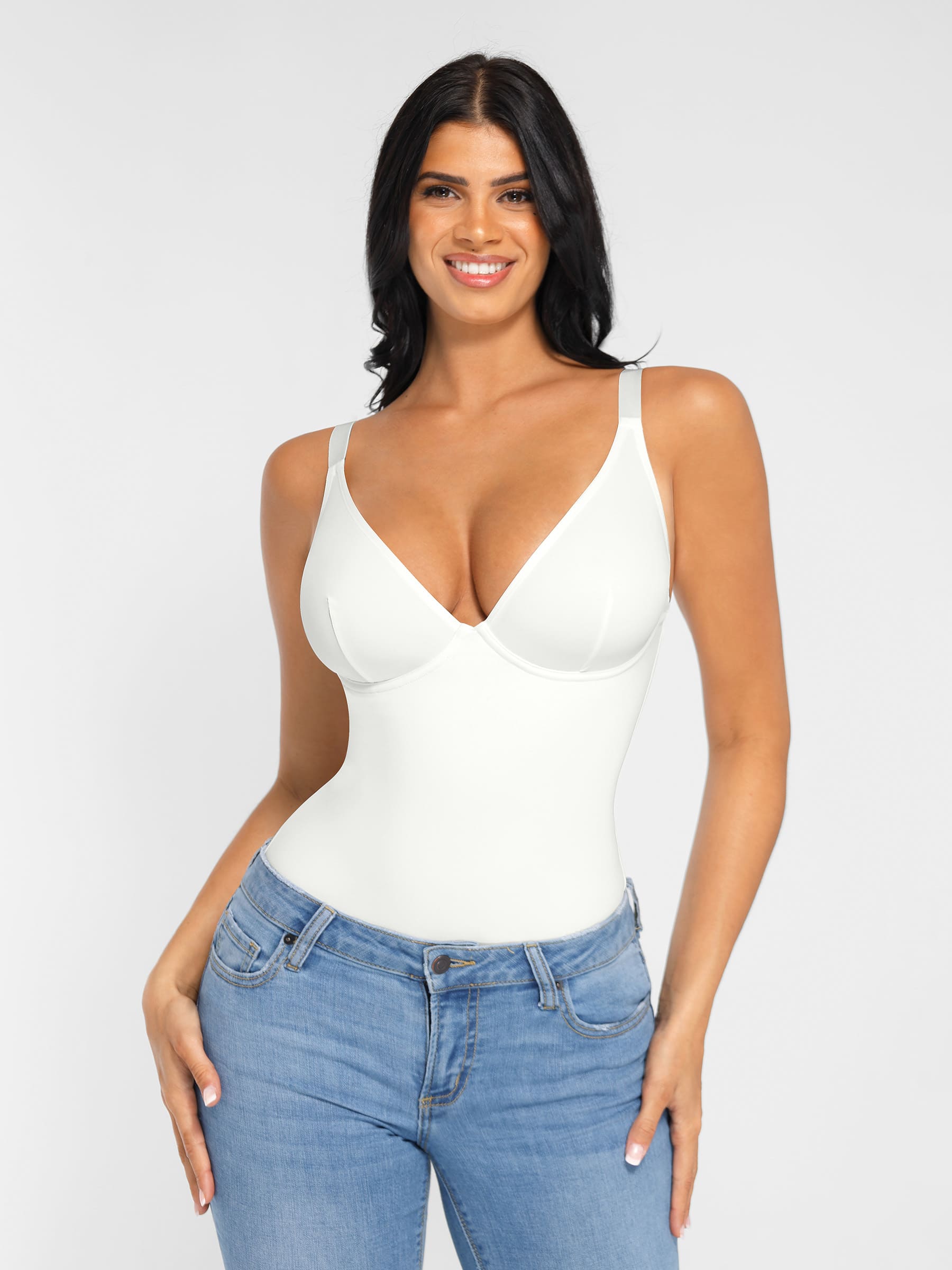Shapevive V Neck Adjustable Straps Tummy Control  Bodysuit