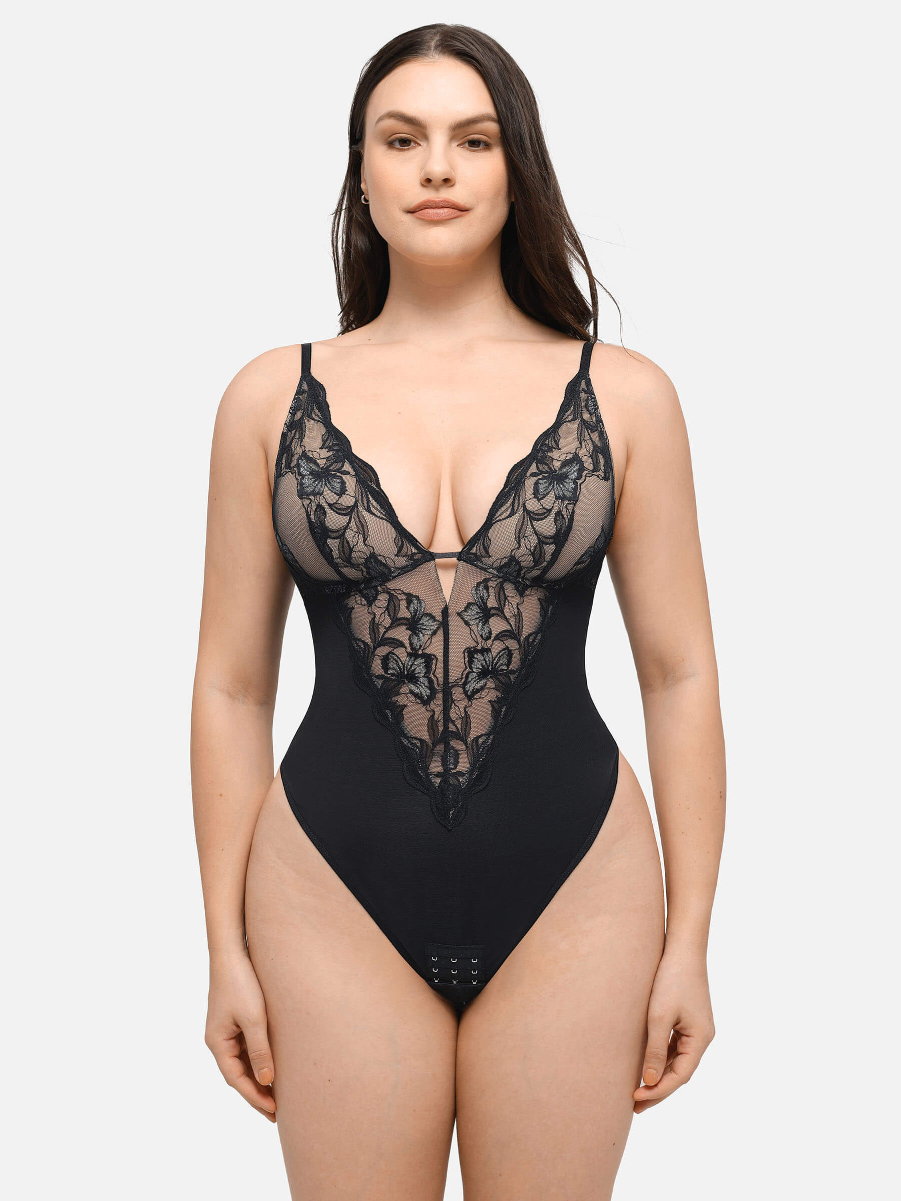 Shapevive Sculpting Lace Shapewear Thong Bodysuit