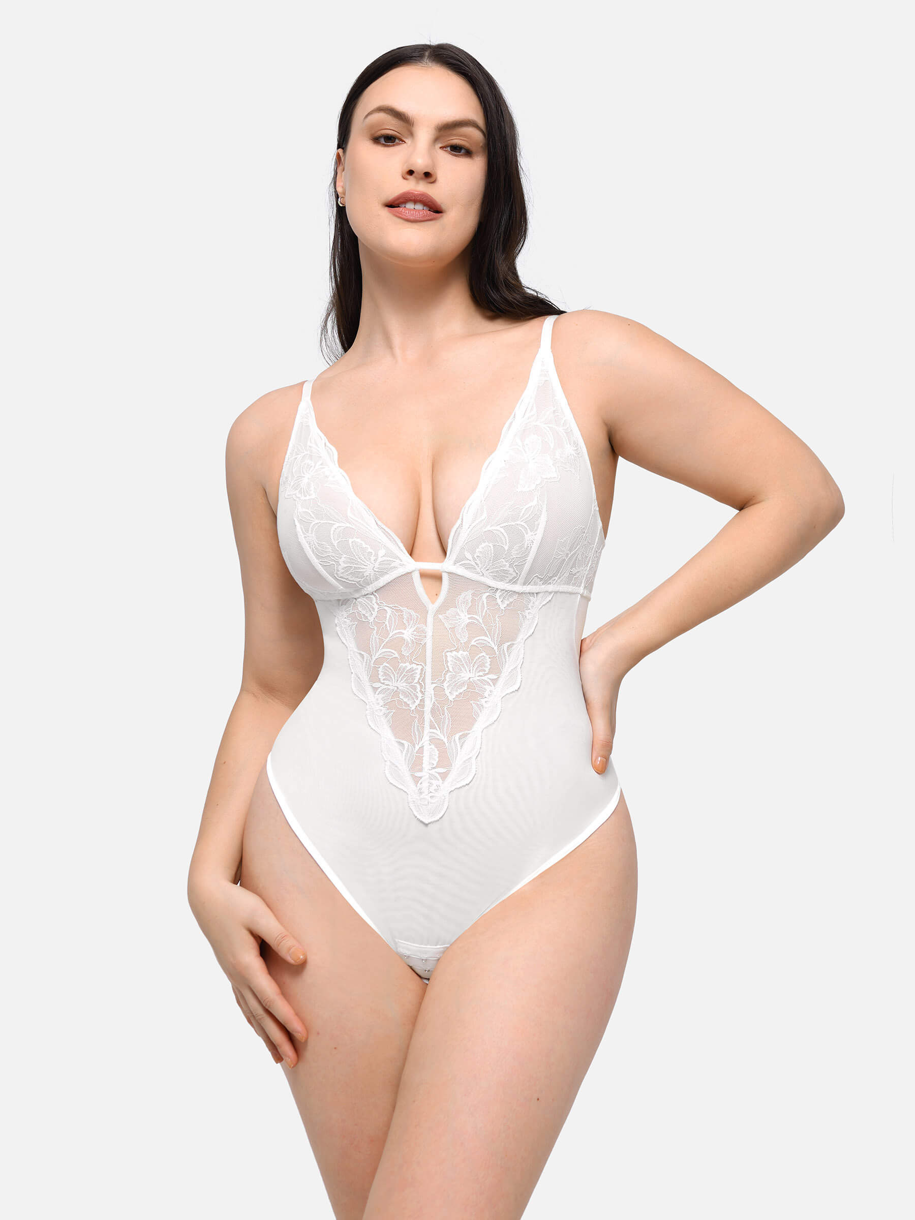Shapevive Lace Shapewear Thong Shaping Bodysuit