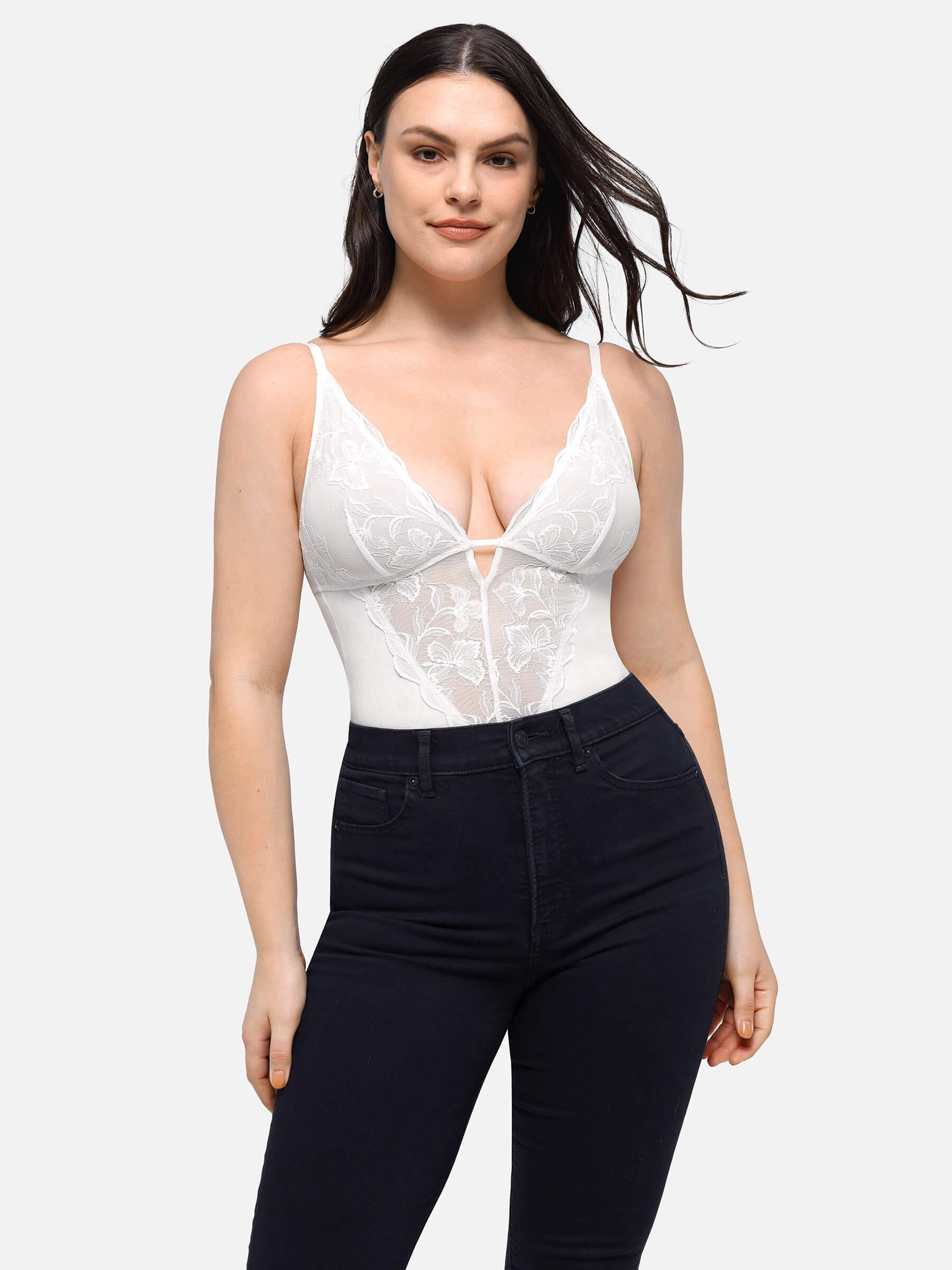 Shapevive Sculpting Lace Shapewear Thong Bodysuit