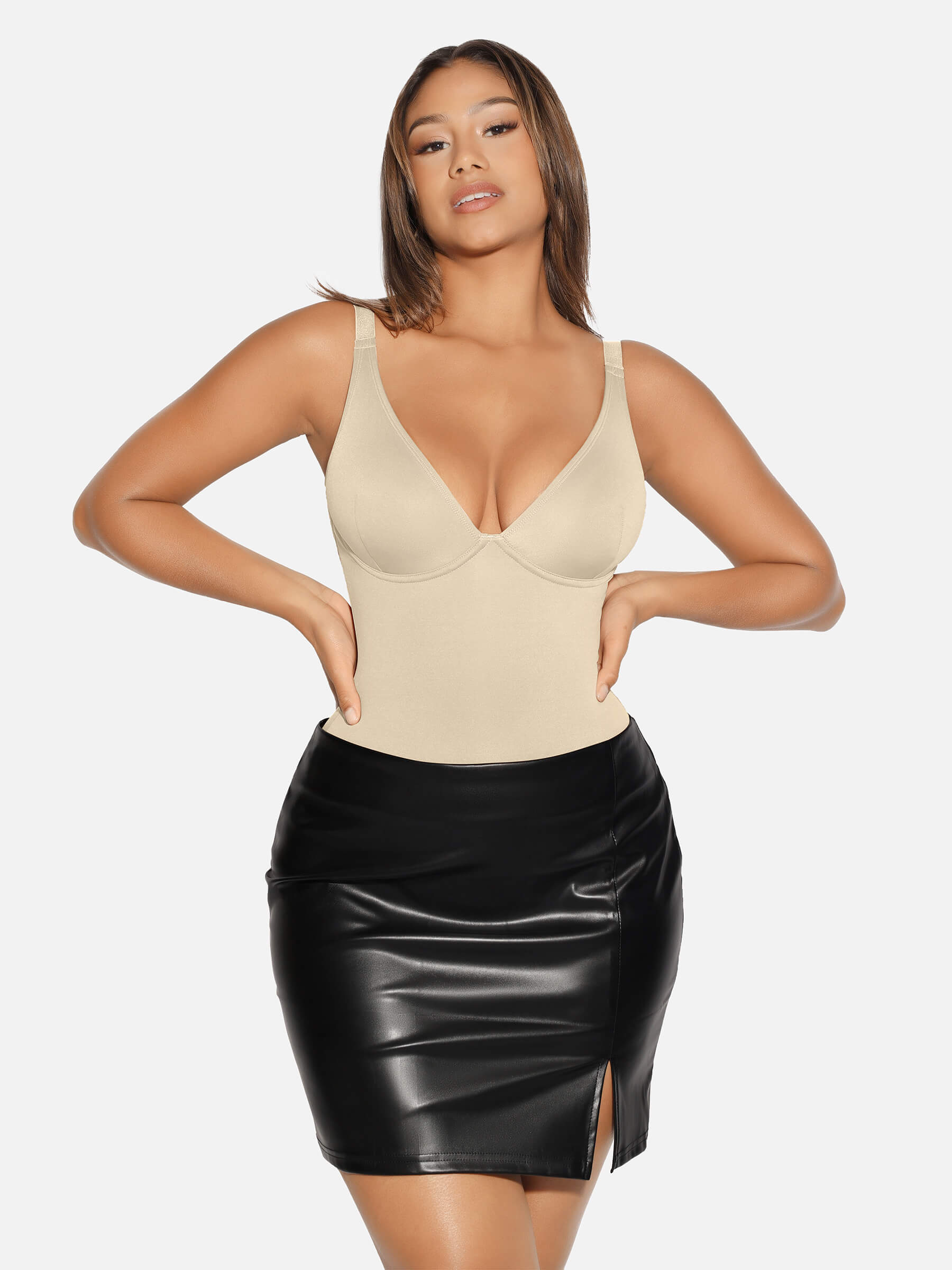 Shapevive V Neck Tummy Control Shaping Bodysuit
