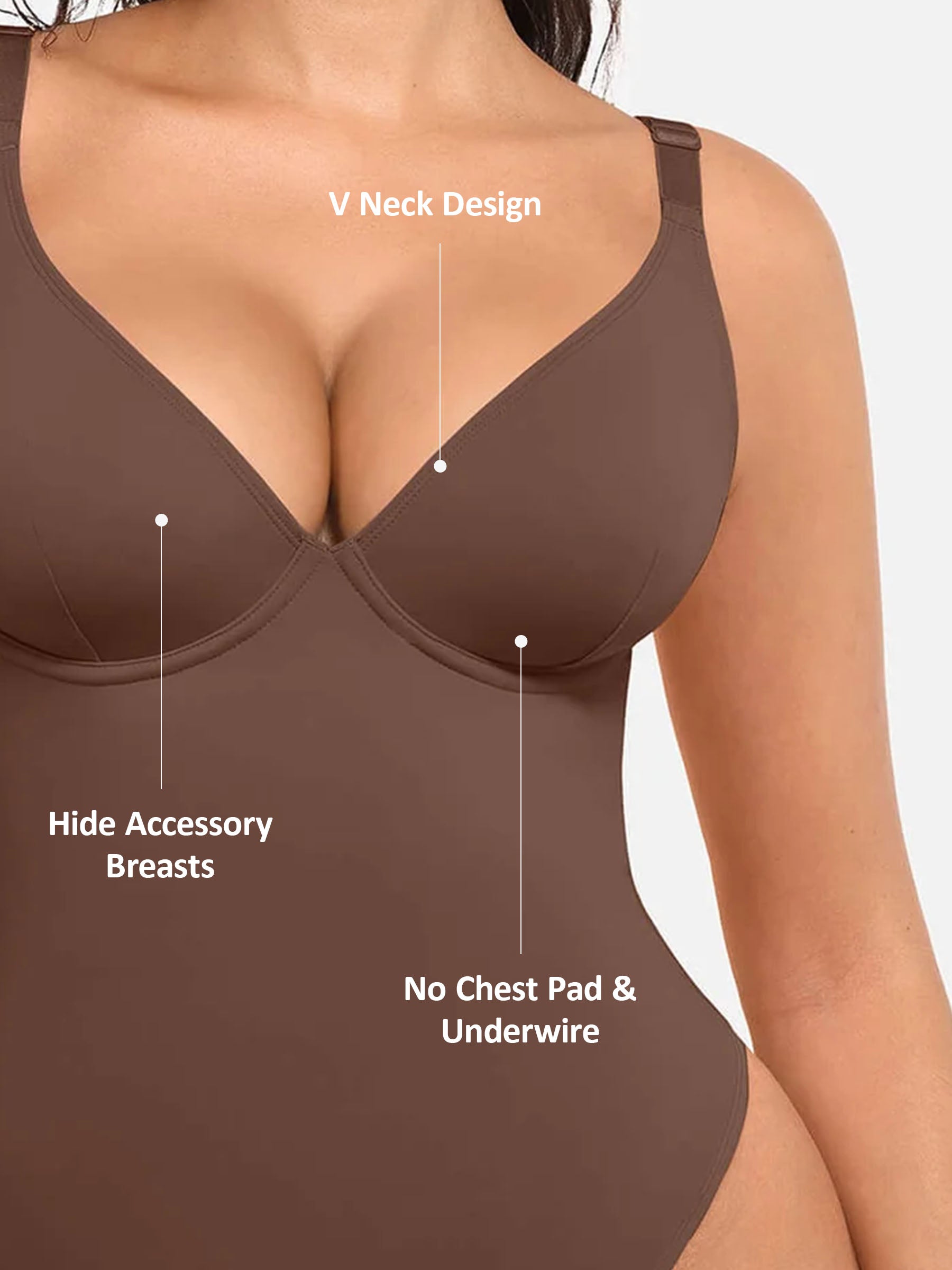 Shapevive Deep V Neck Tummy Control Shapewear Bodysuit
