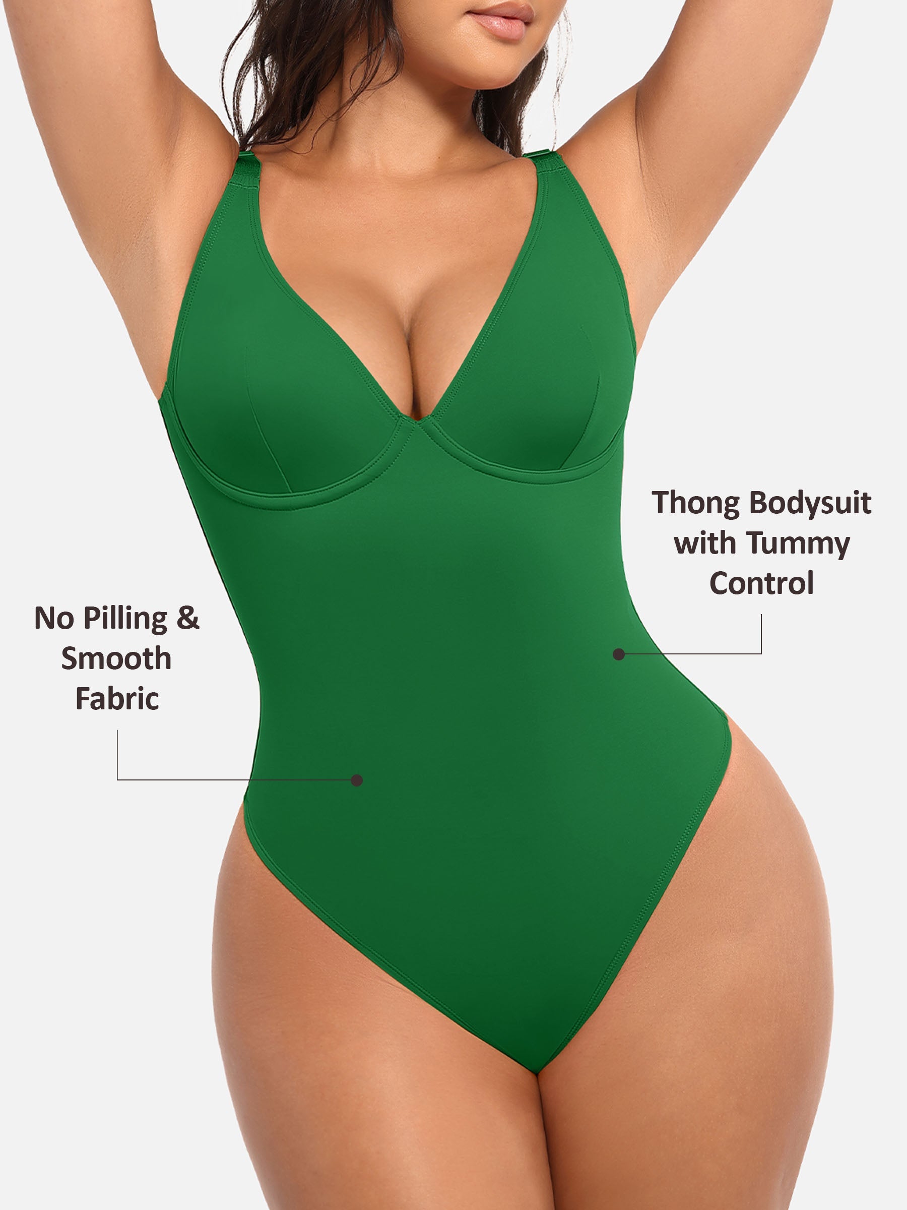 Shapevive Deep V Neck Tummy Control Shapewear Bodysuit
