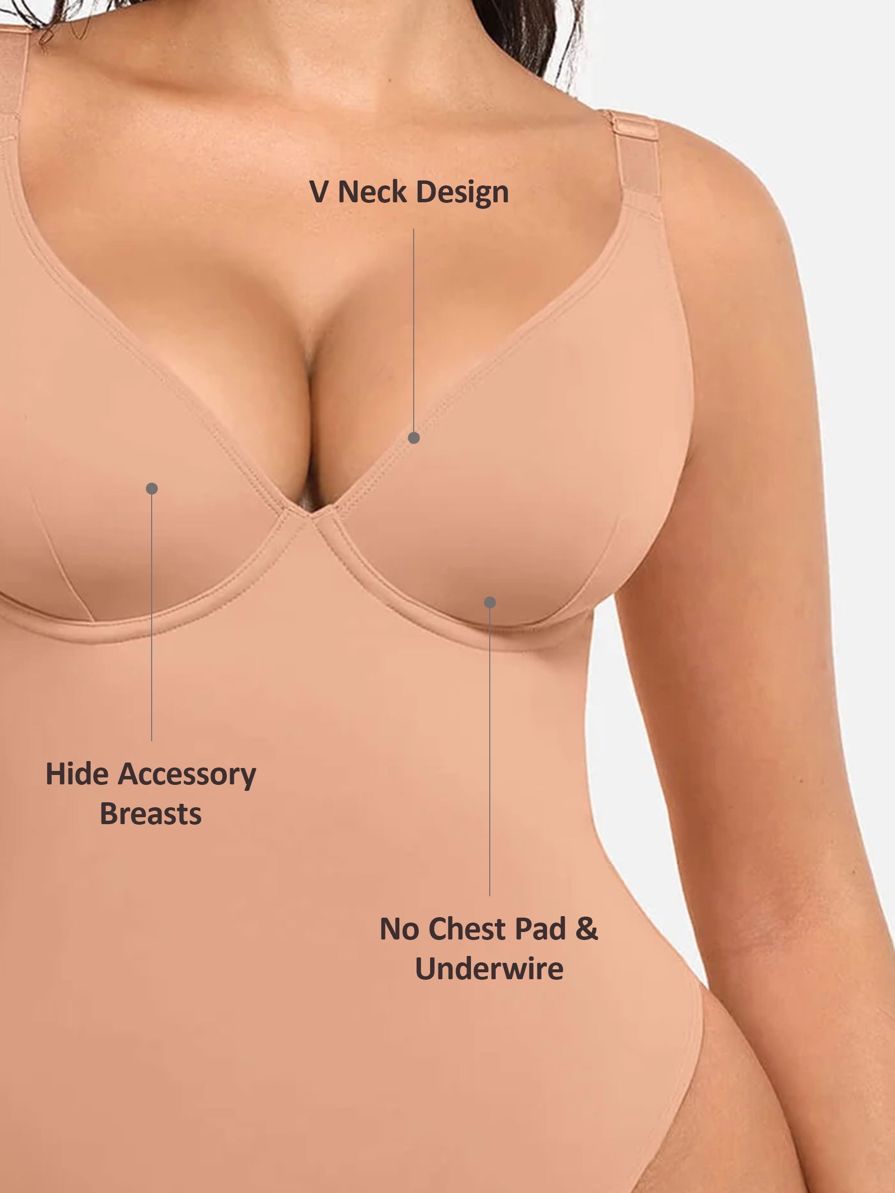 Shapevive Deep V Neck Tummy Control Shapewear Bodysuit