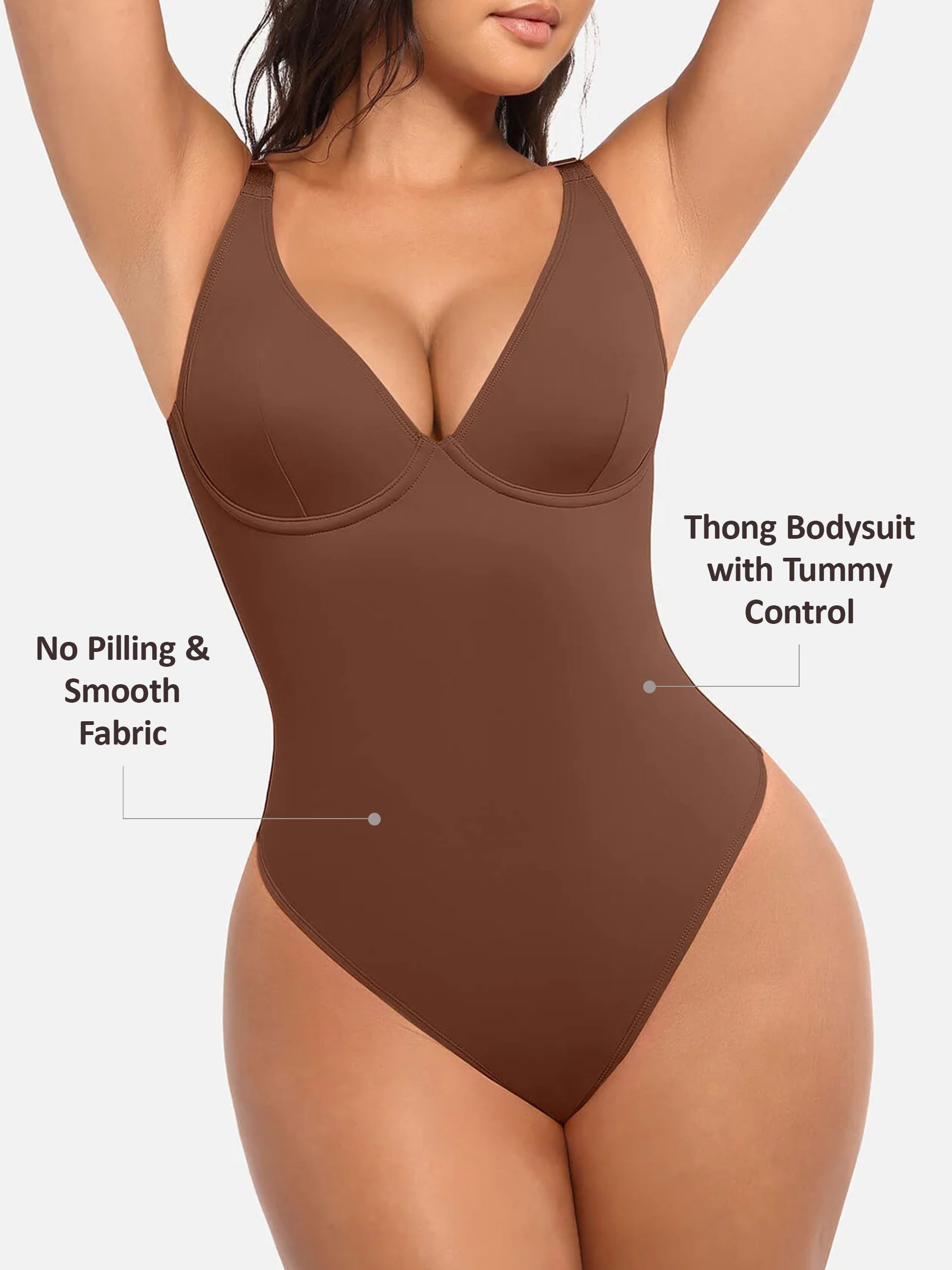 Shapevive V Neck Tummy Control Thong Shapewear