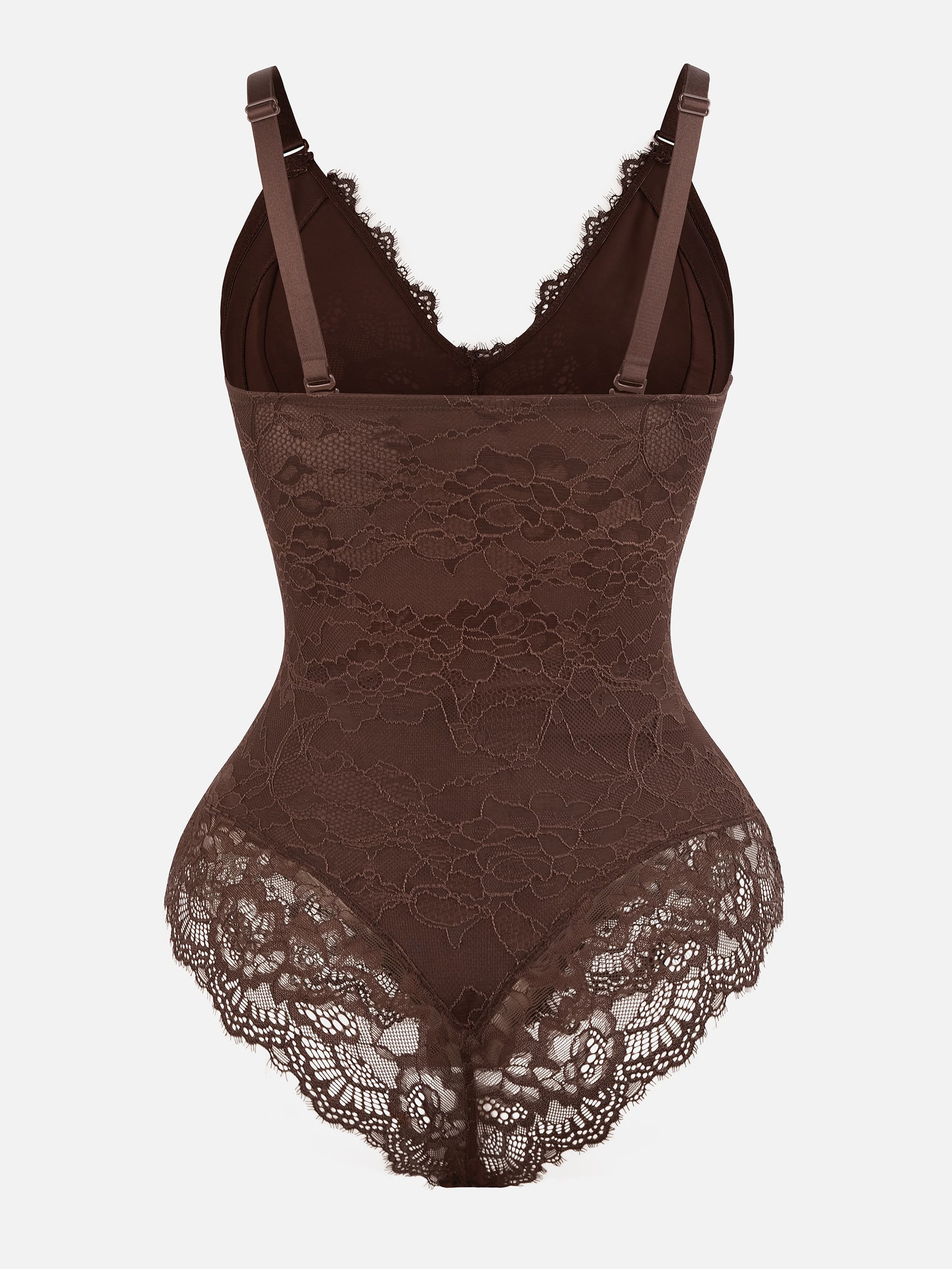 Shapevive Lace V Neck Full Thong Bodysuit