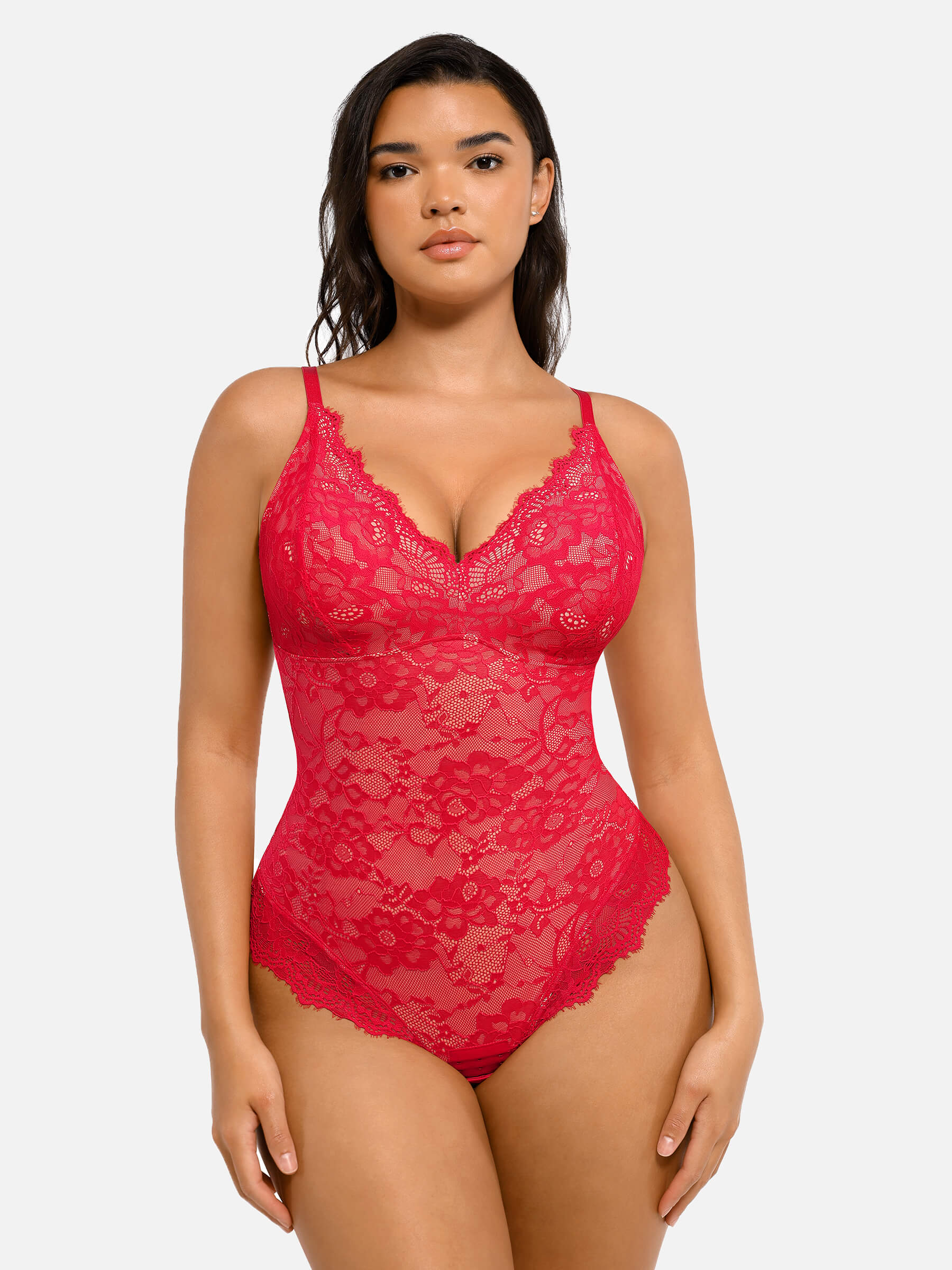 Shapevive Lace V Neck Full Bodysuit