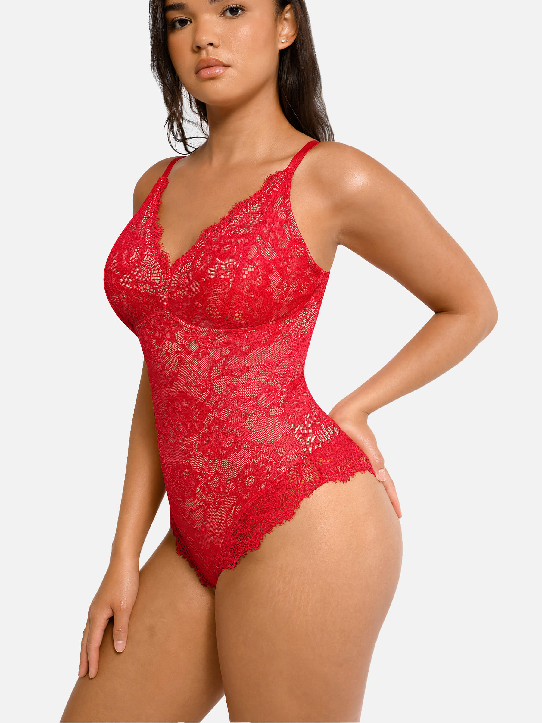 Shapevive Lace V Neck Full Bodysuit Underwear