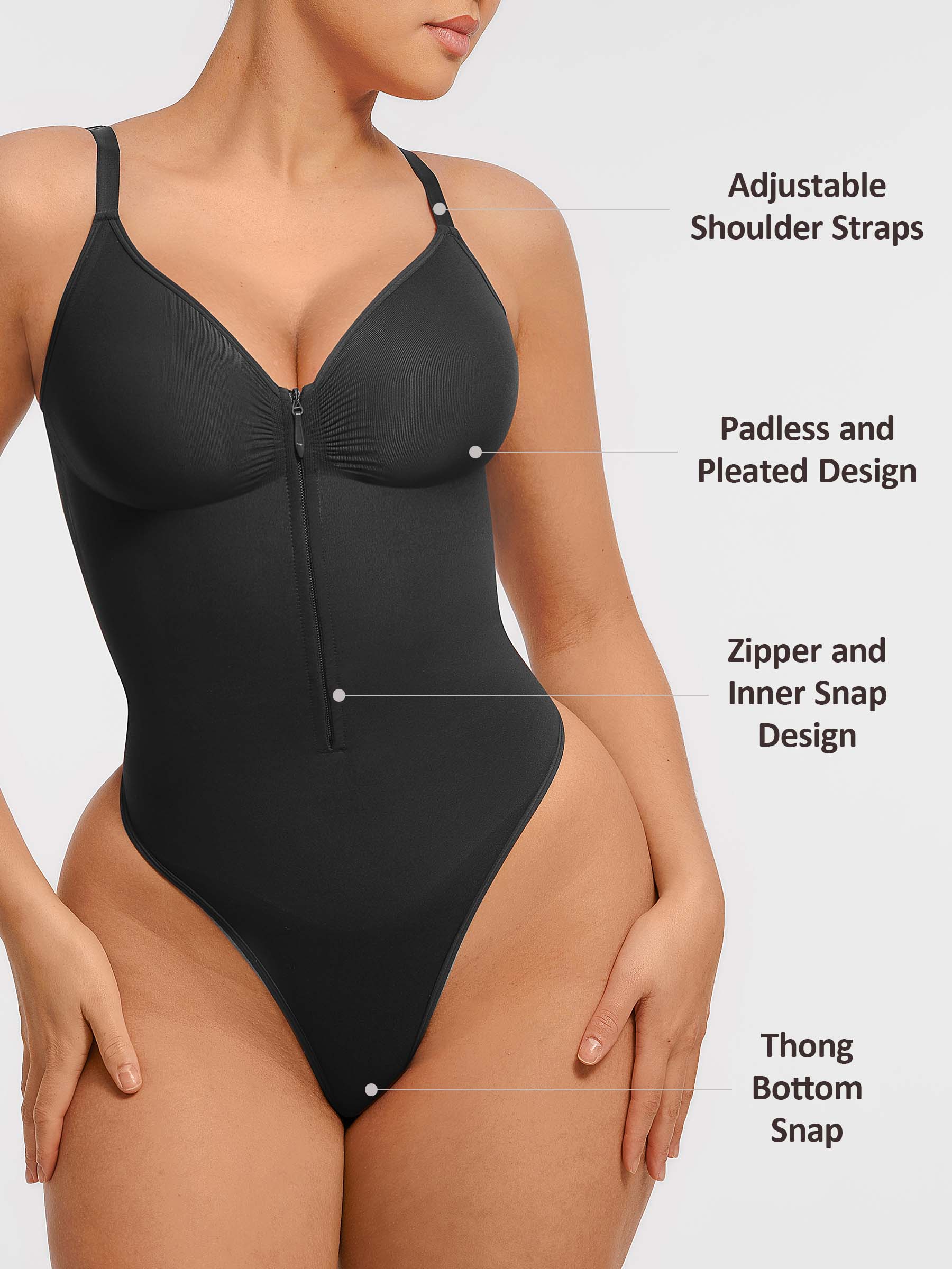 Shapevive Tummy Control Seamless Zipper Shaping Bodysuit