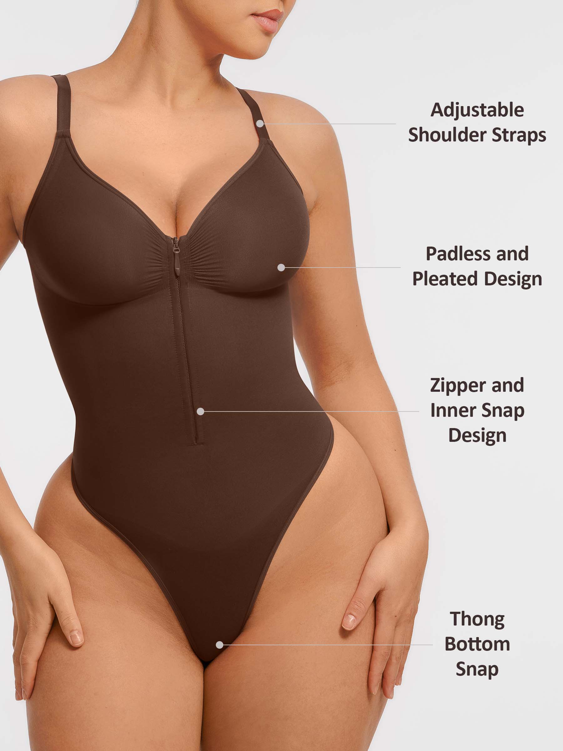 Shapevive Tummy Control Seamless Zipper Shaping Bodysuit
