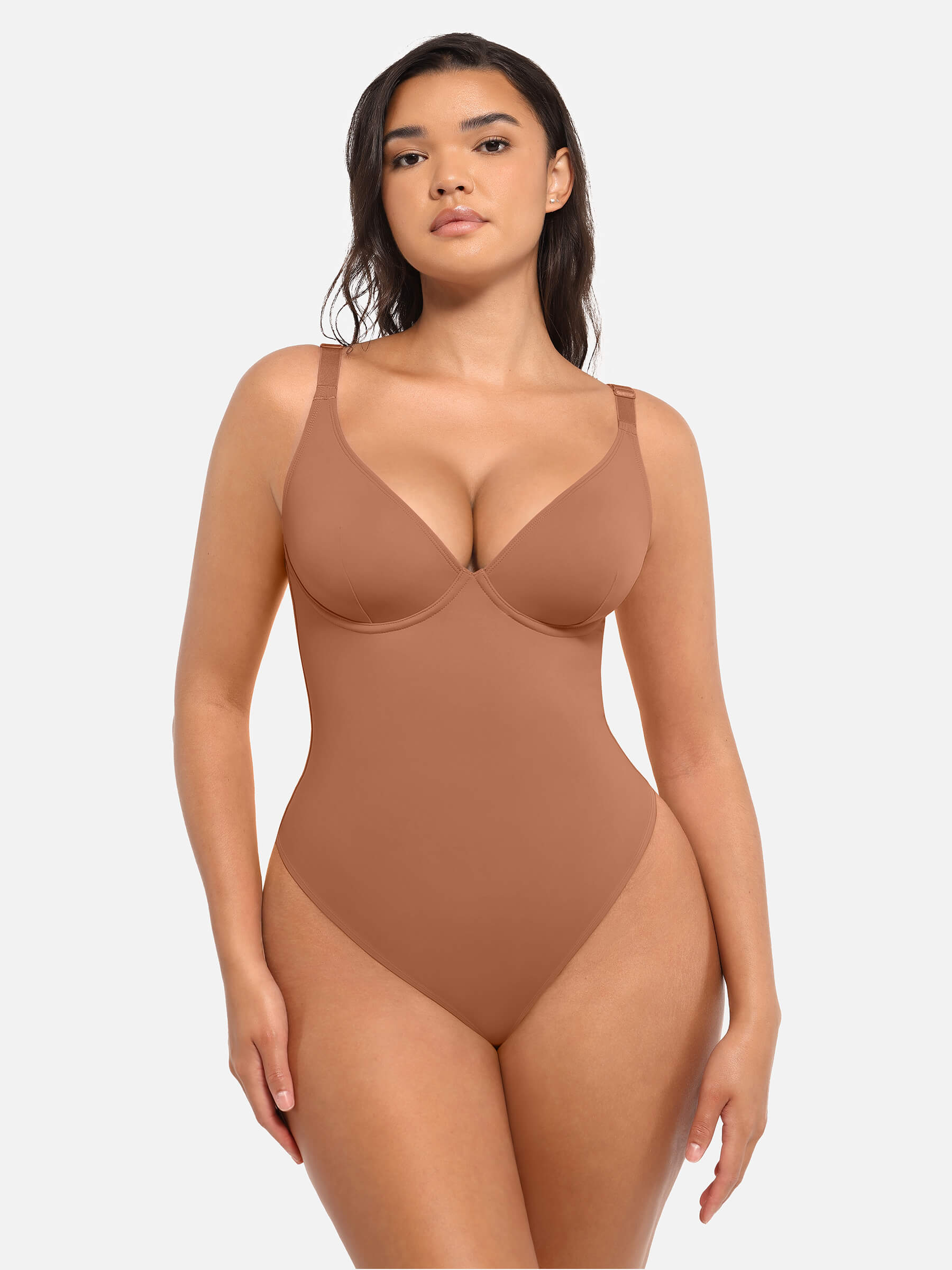 Shapevive Deep V Neck Tummy Control Shapewear Bodysuit