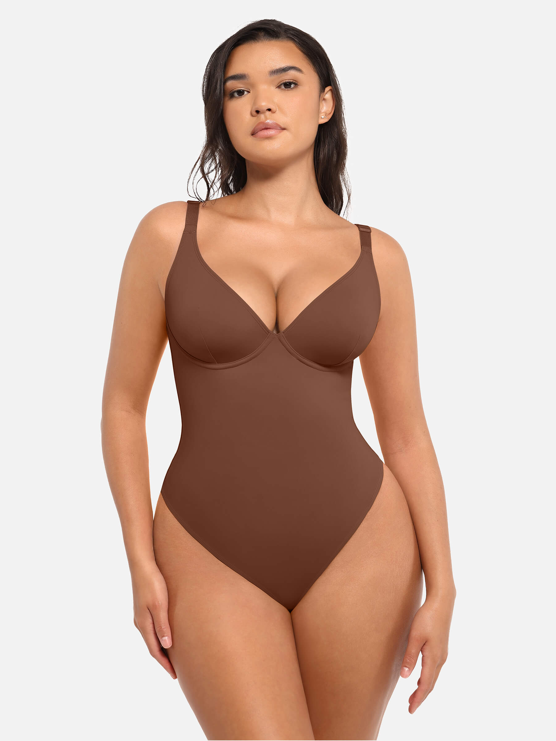 Shapevive Deep V Neck Tummy Control Shapewear Bodysuit
