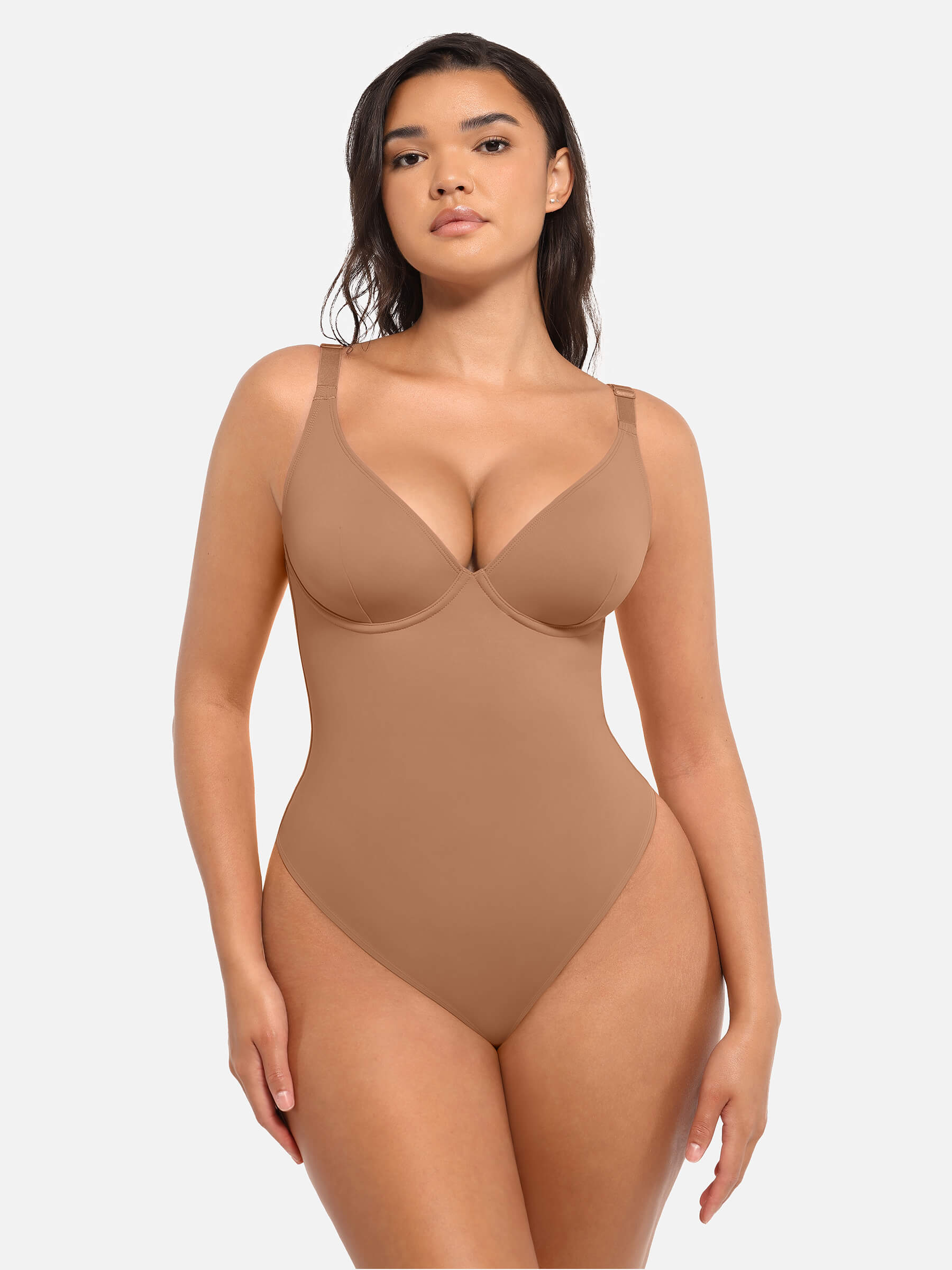 Shapevive Deep V Neck Tummy Control Shapewear Bodysuit