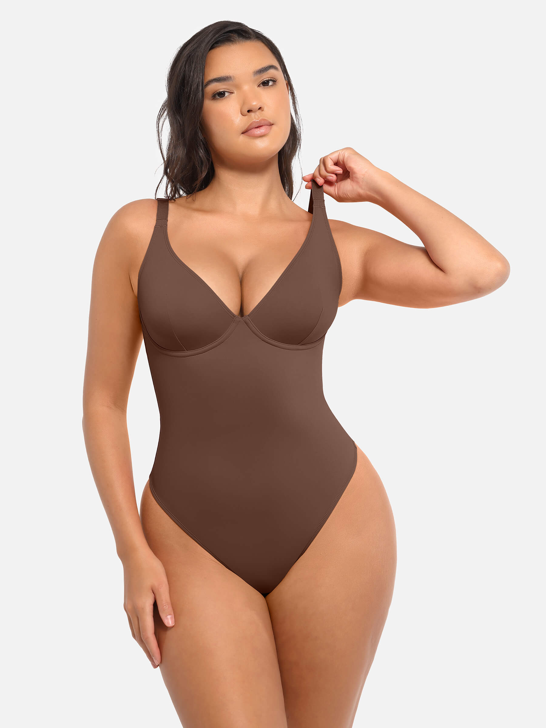 Shapevive Deep V Neck Tummy Control Shapewear Bodysuit