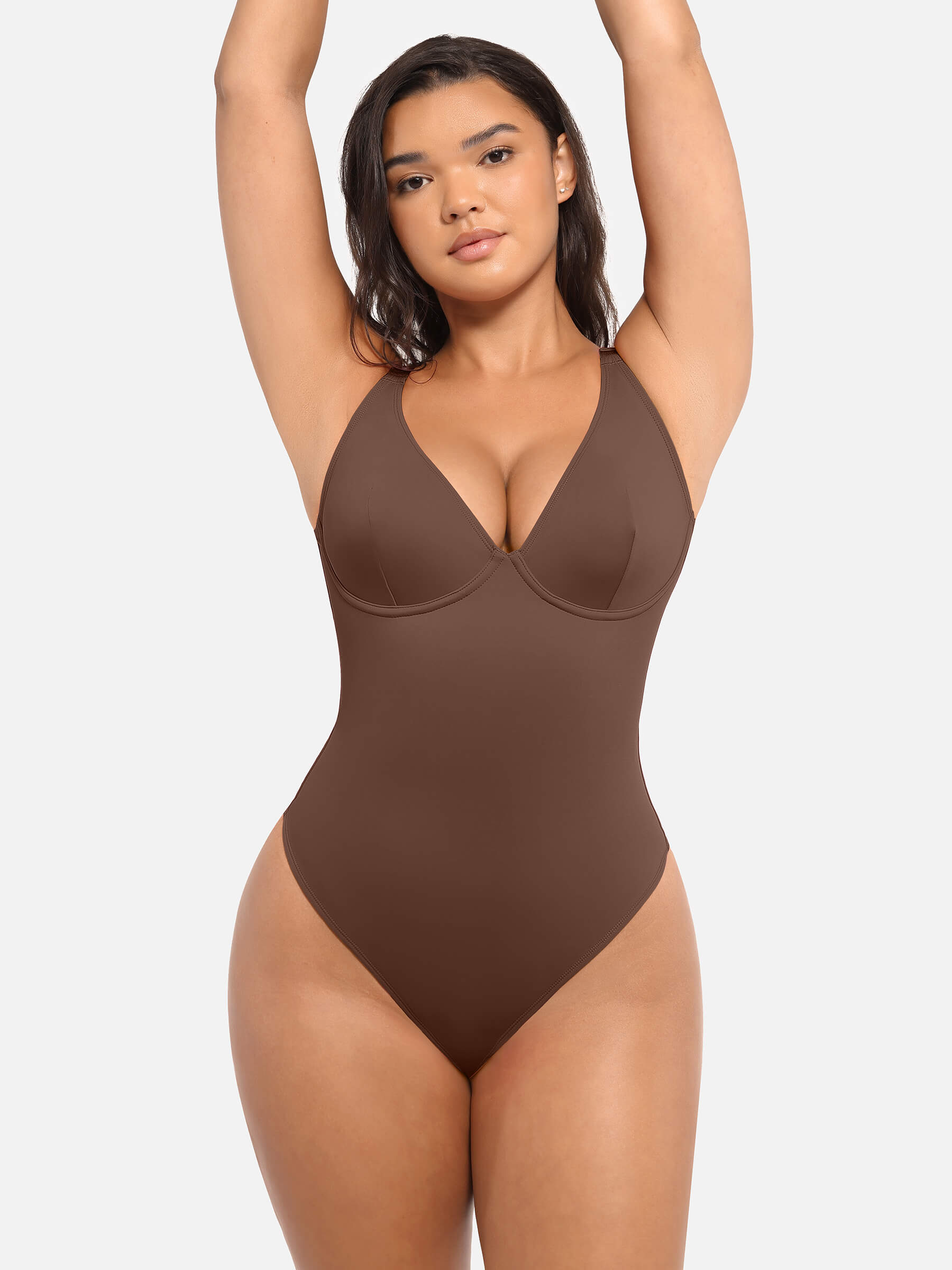 Shapevive Deep V Neck Tummy Control Shapewear Bodysuit