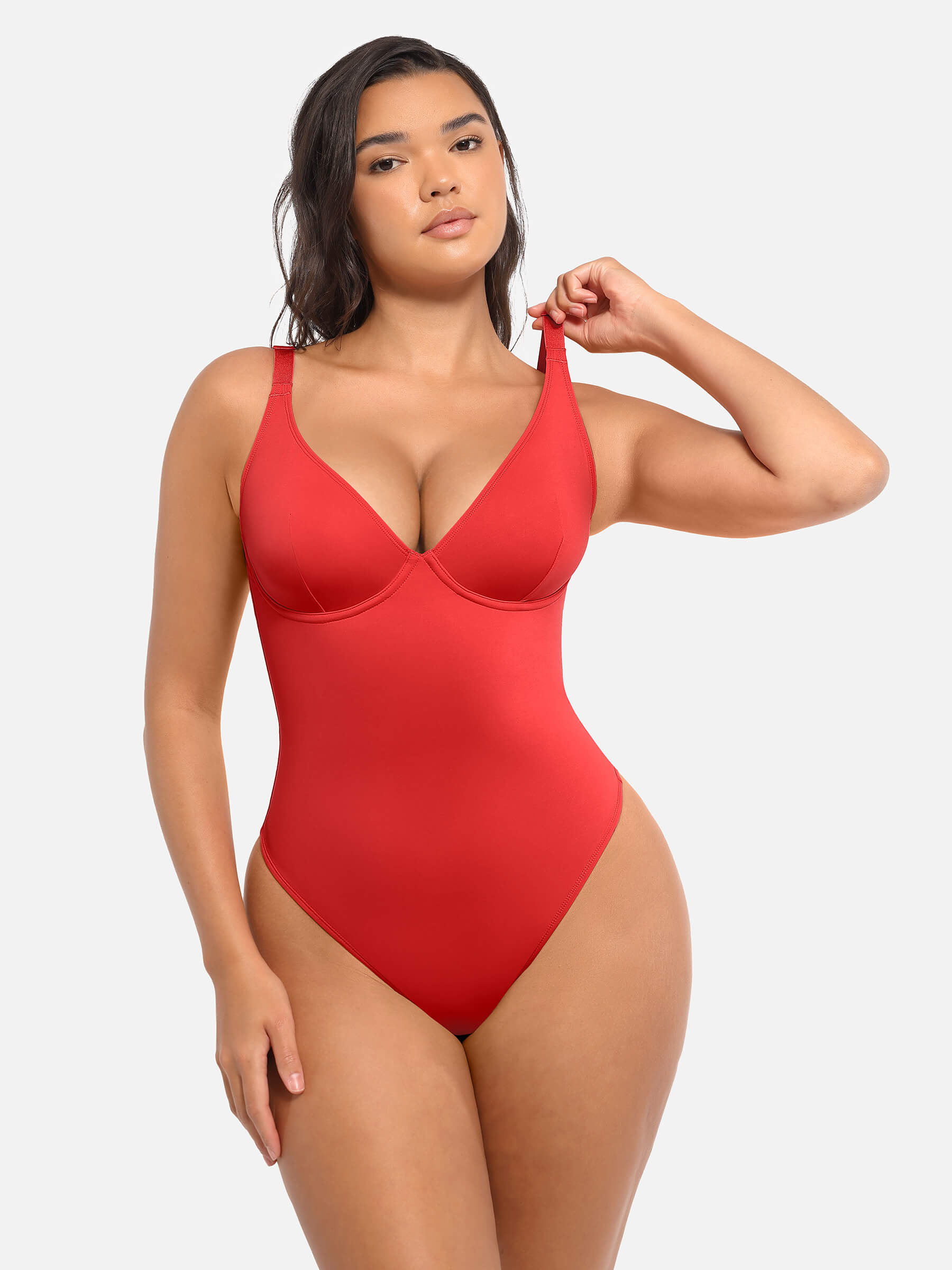 Shapevive Deep V Neck Tummy Control Shapewear Bodysuit