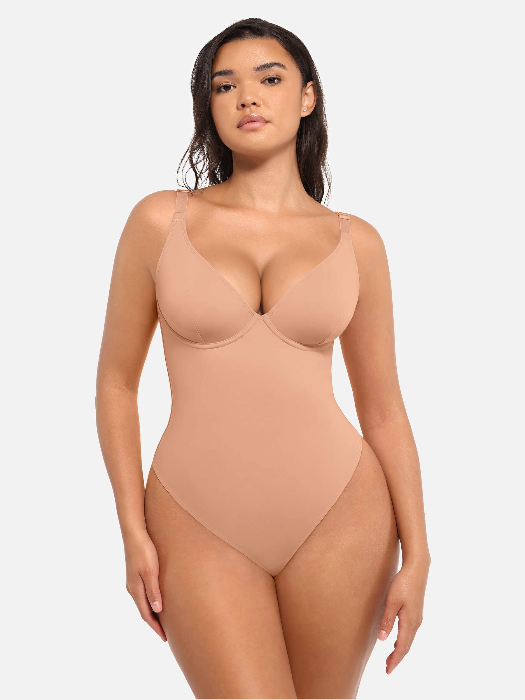 Shapevive Deep V Neck Tummy Control Shapewear Bodysuit