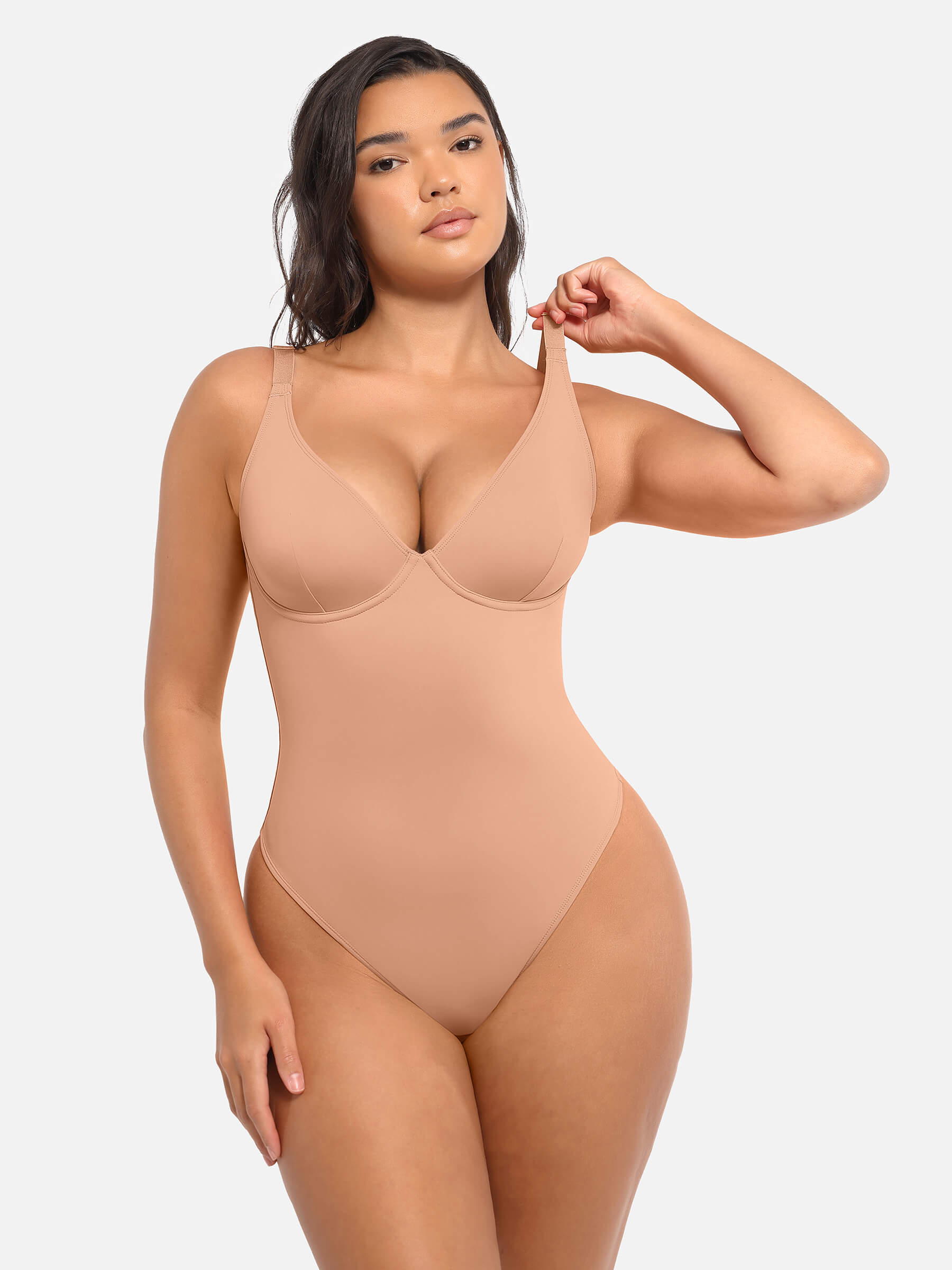 Shapevive Deep V Neck Tummy Control Shapewear Bodysuit