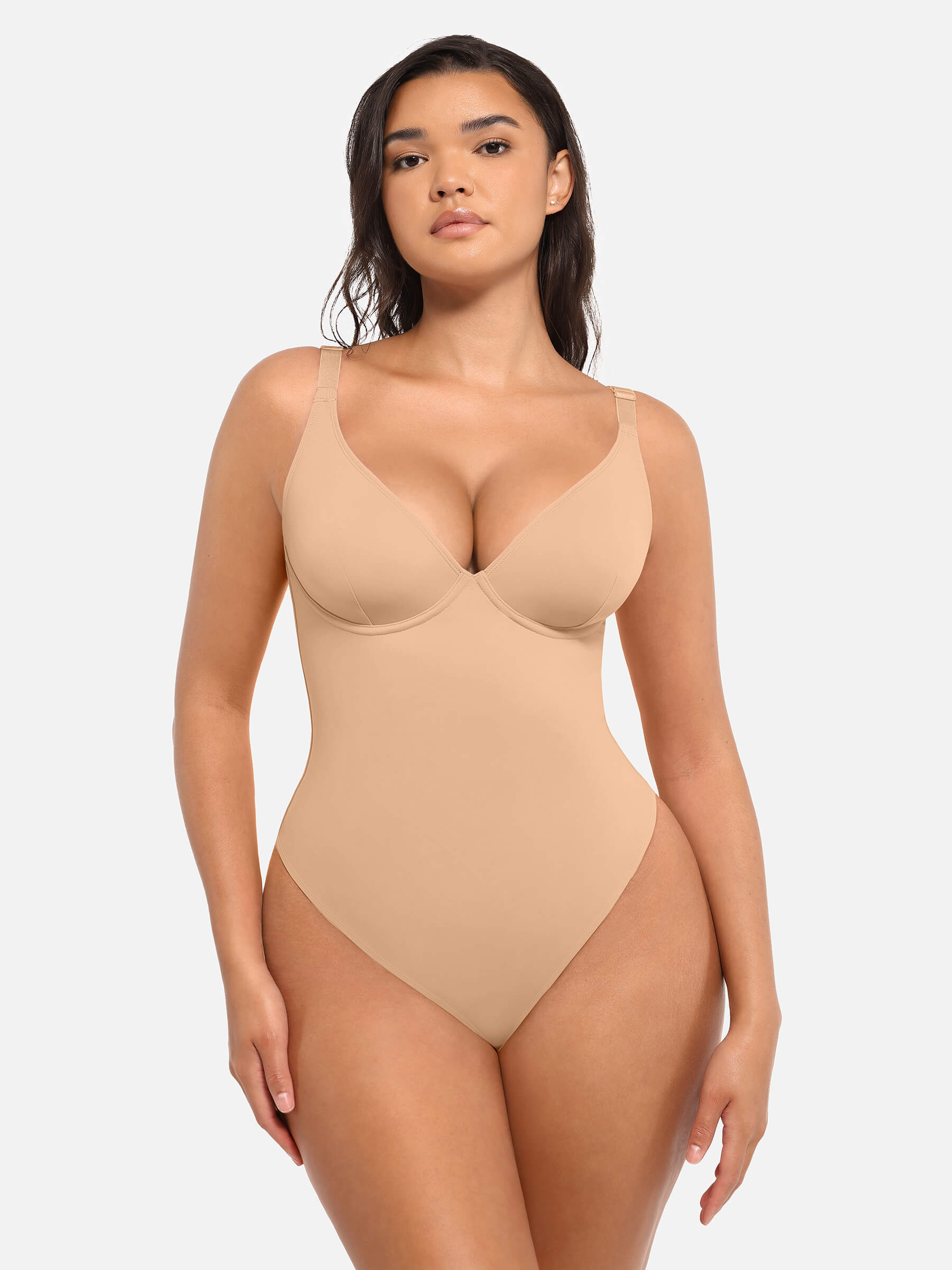 Shapevive Deep V Neck Tummy Control Shapewear Bodysuit