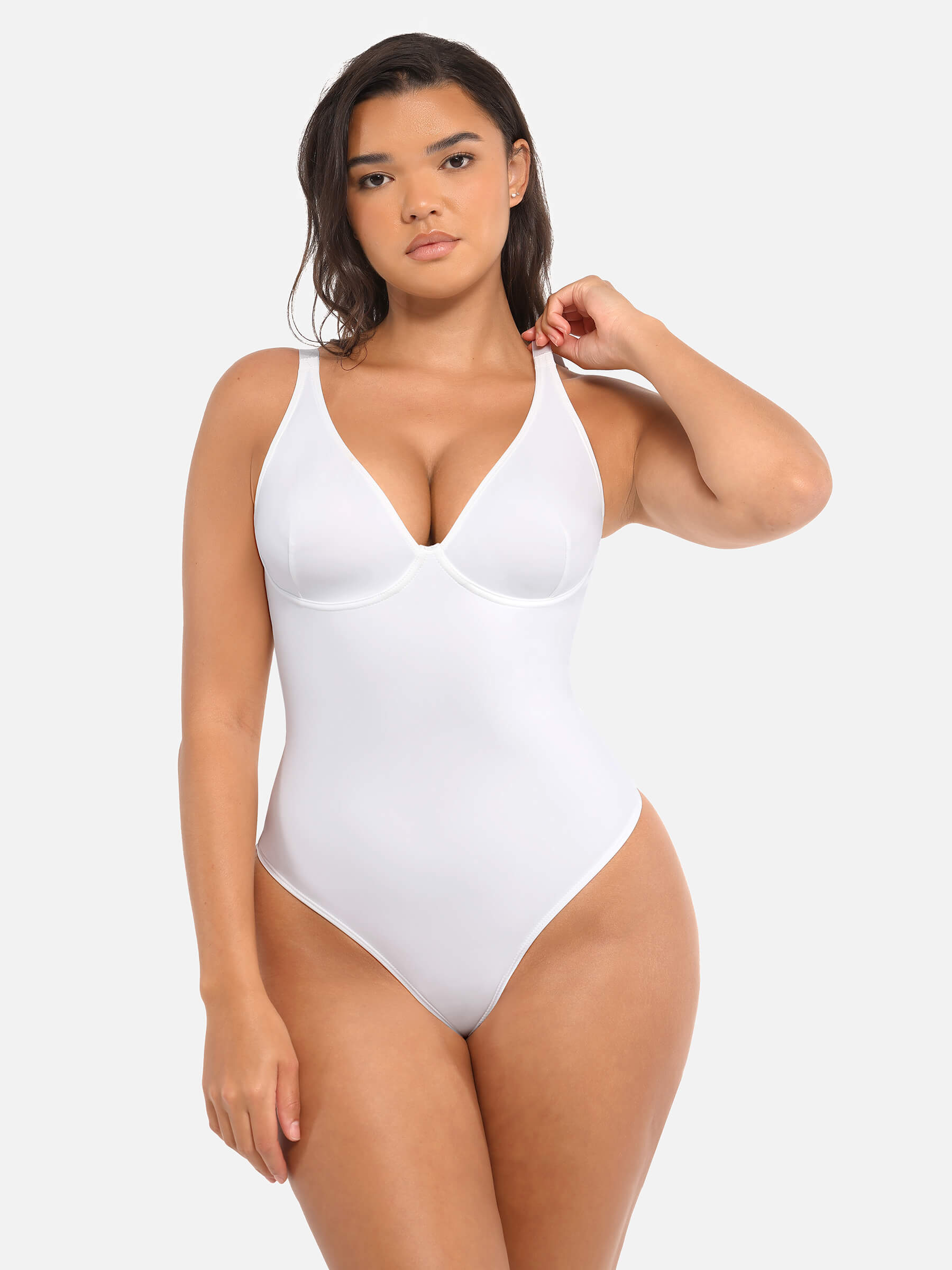 Shapevive Deep V Neck Tummy Control Shapewear Bodysuit